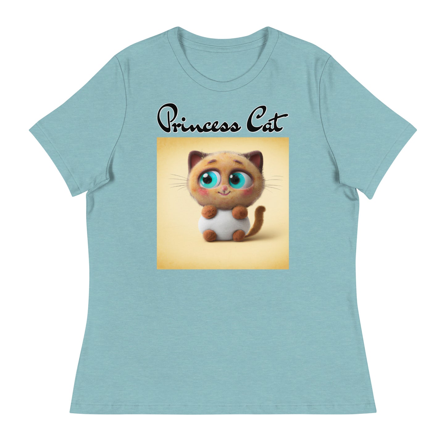 Women's T-Shirt with Happy Fluffy Kitten with a text "Princess Cat" at $25.97 found at Personalizedpetlovergifts