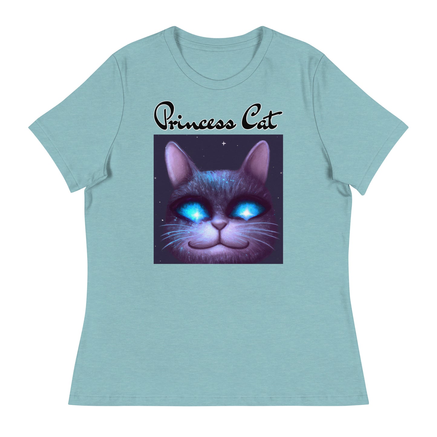 Women's T-Shirt with Happy Blue Eyed Cat with a text "Princess Cat" at $25.97 found at Personalizedpetlovergifts