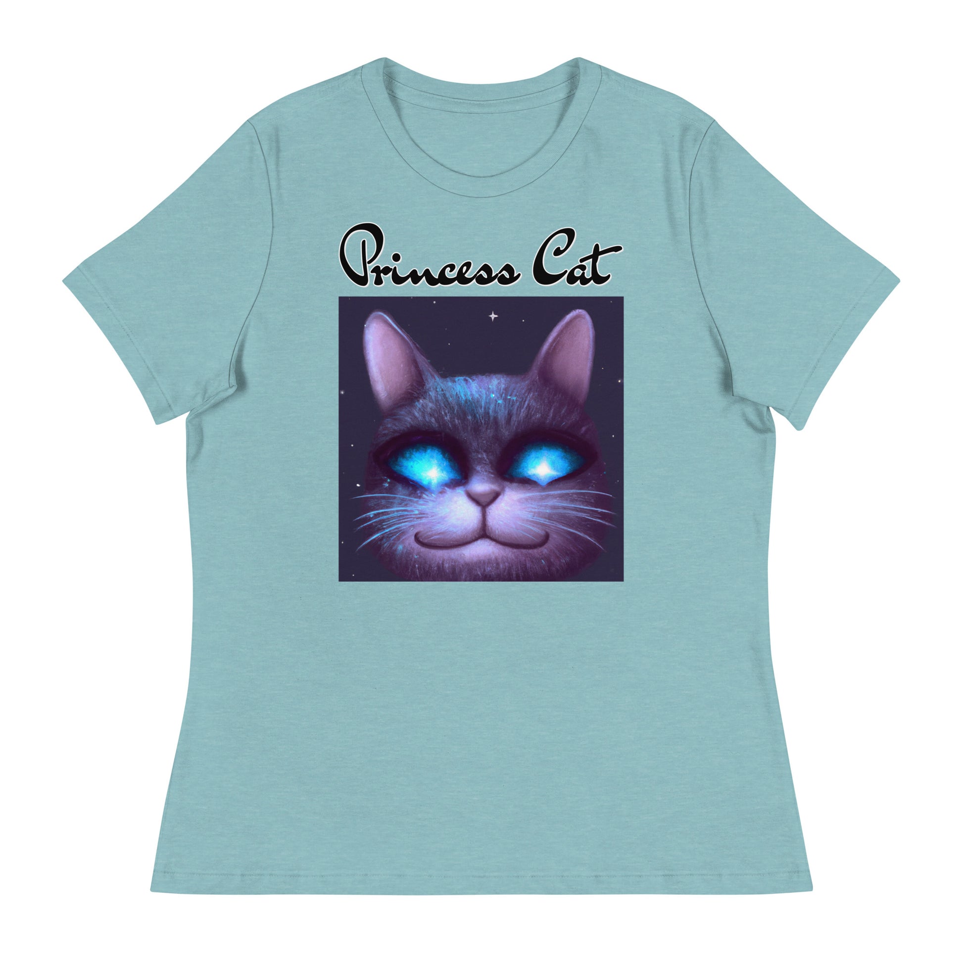 Women's T-Shirt with Happy Blue Eyed Cat with a text "Princess Cat" at $25.97 found at Personalizedpetlovergifts