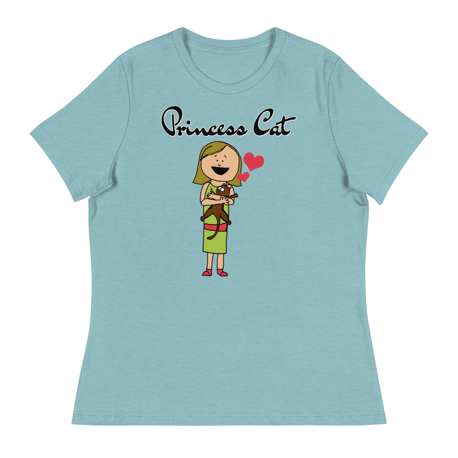 Women's T-Shirt with Girl Holding a Kitten with a text "Princess Cat" at $25.97 found at Personalizedpetlovergifts