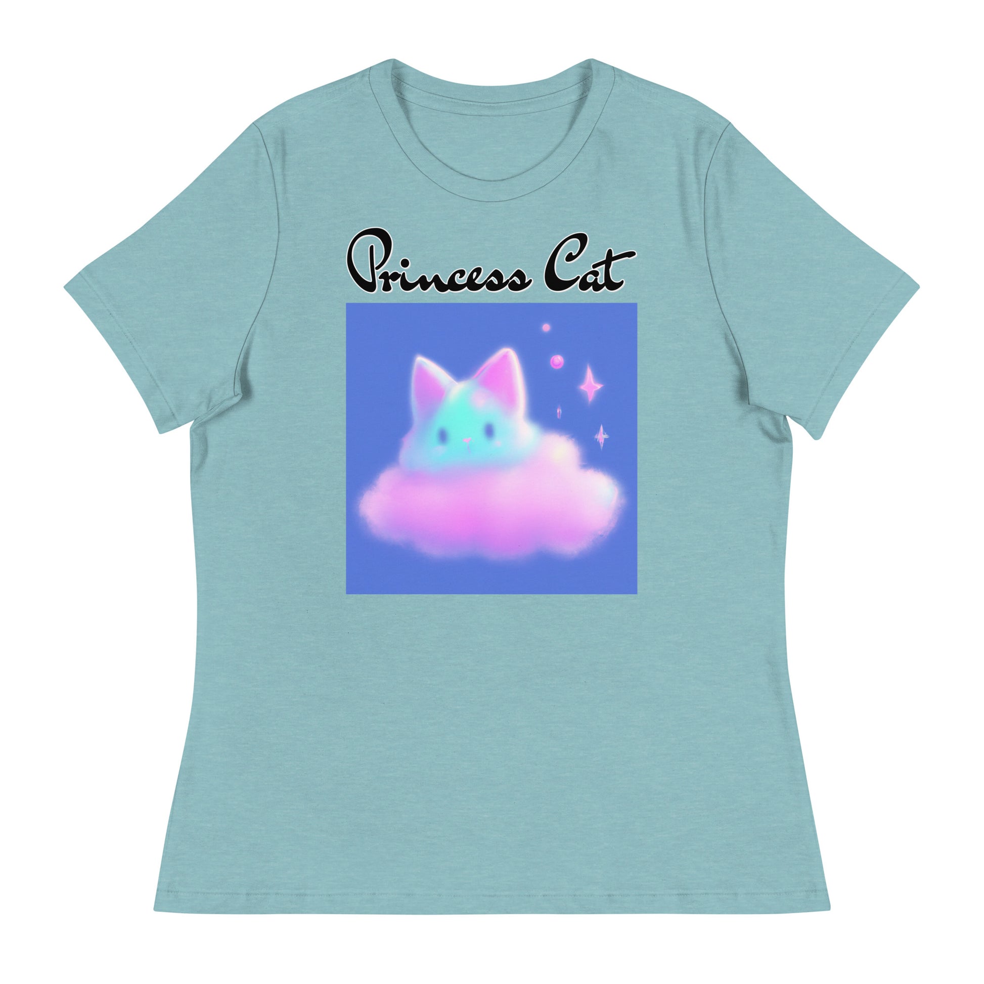 Women's T-Shirt with Fluffy Pink Cloud Kitten with a text "Princess Cat" at $25.97 found at Personalizedpetlovergifts