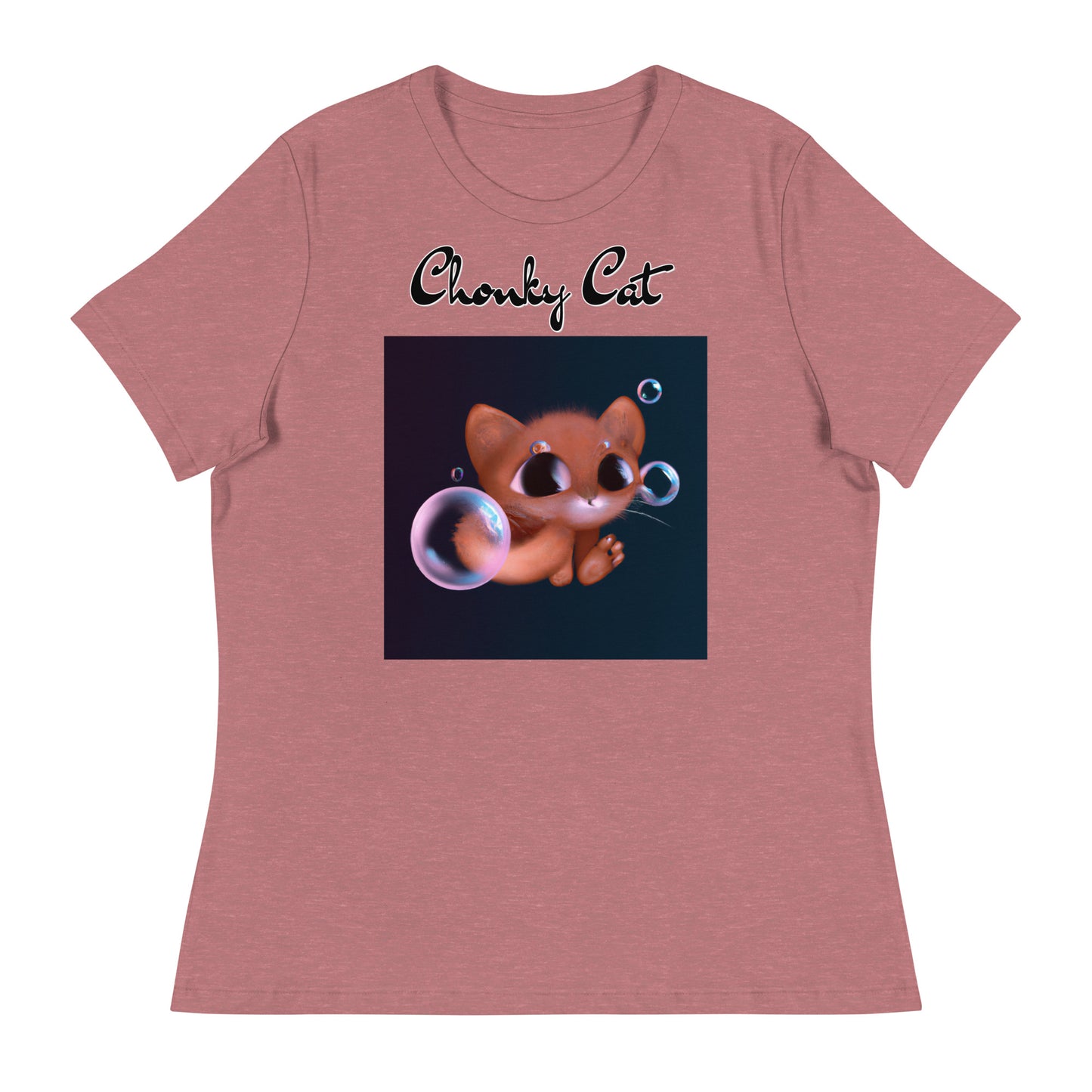 Women's T-Shirt with Kitten And Soap Bubbles with a text "Chonky Cat" at $25.97 found at Personalizedpetlovergifts