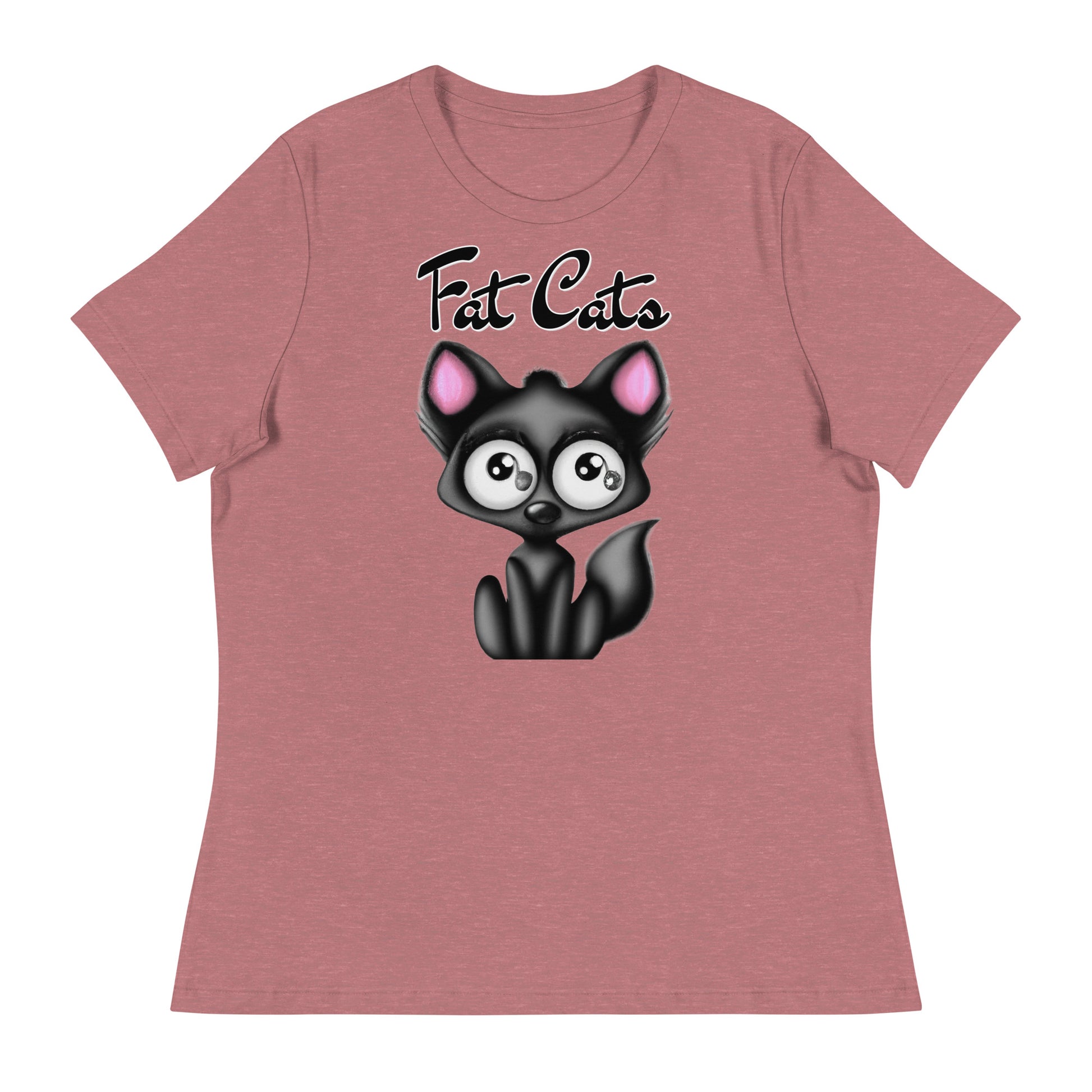 Women's T-Shirt with Funny Black Kitten with a text "Fat Cats" at $25.97 found at Personalizedpetlovergifts