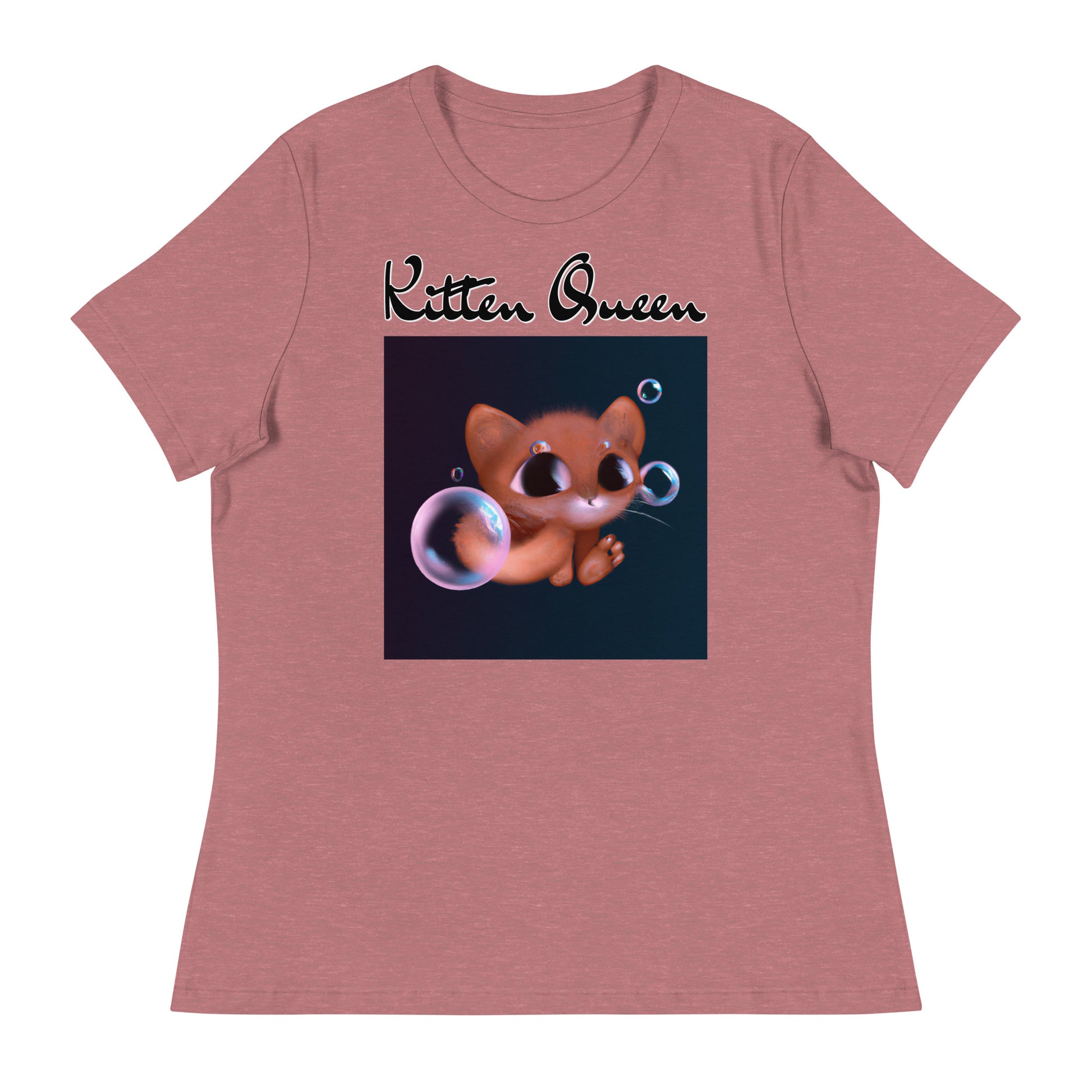 Women's T-Shirt with Kitten And Soap Bubbles with a text "Kitten Queen" at $25.97 found at Personalizedpetlovergifts