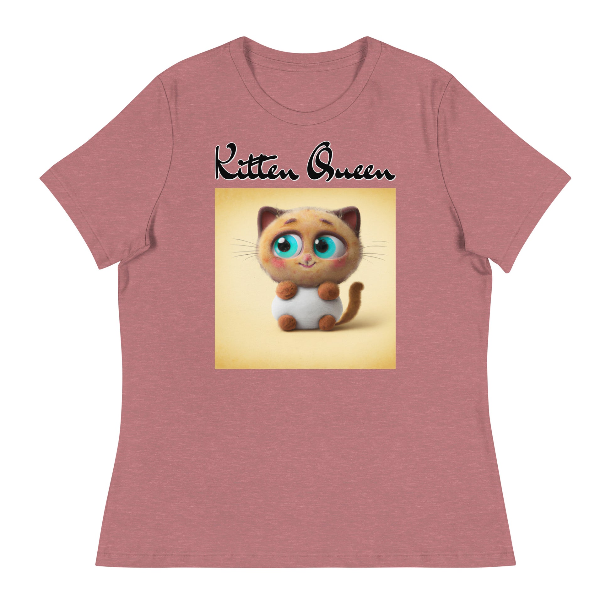 Women's T-Shirt with Happy Fluffy Kitten with a text "Kitten Queen" at $25.97 found at Personalizedpetlovergifts