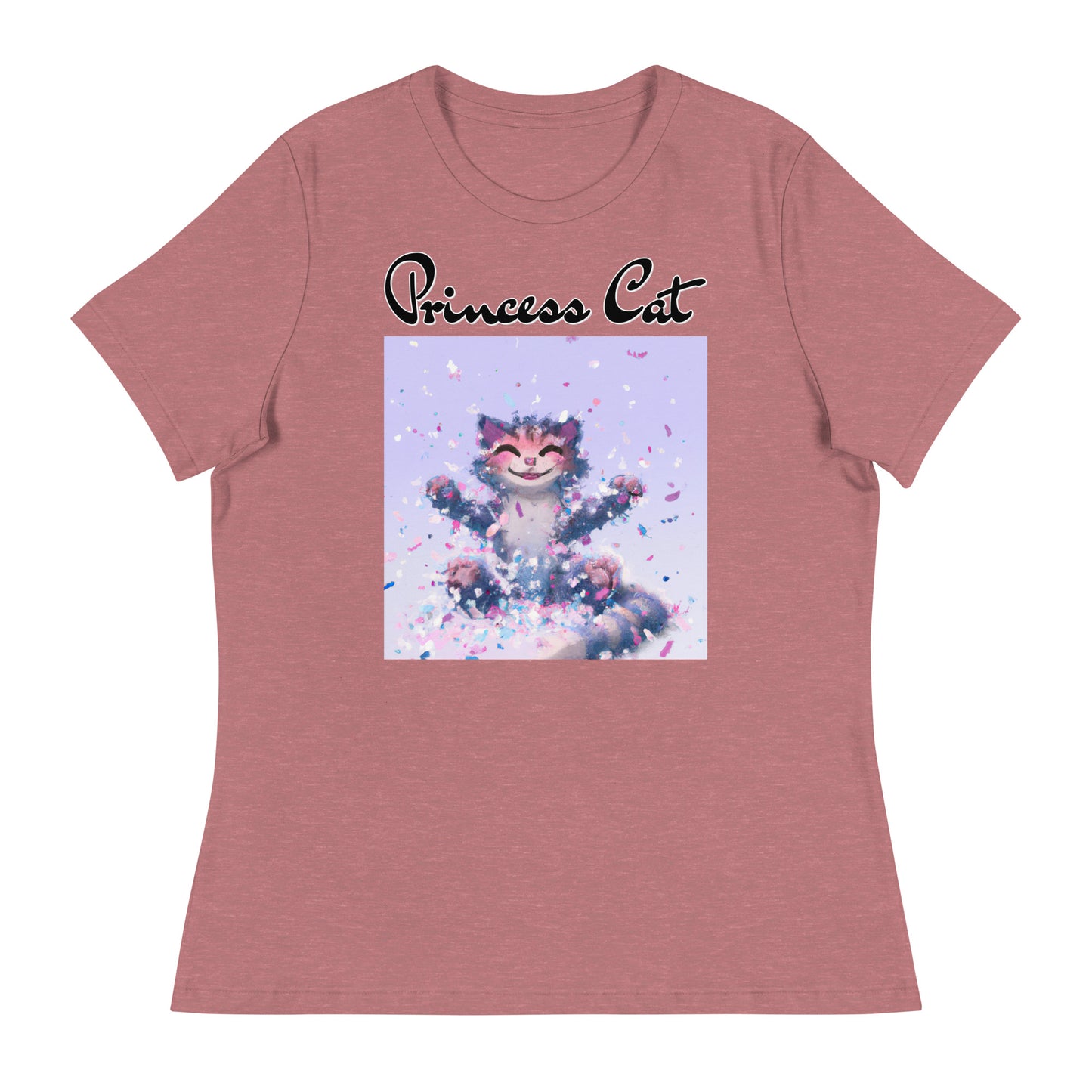 Women's T-Shirt with Kitten Enjoying Confetti with a text "Princess Cat" at $25.97 found at Personalizedpetlovergifts