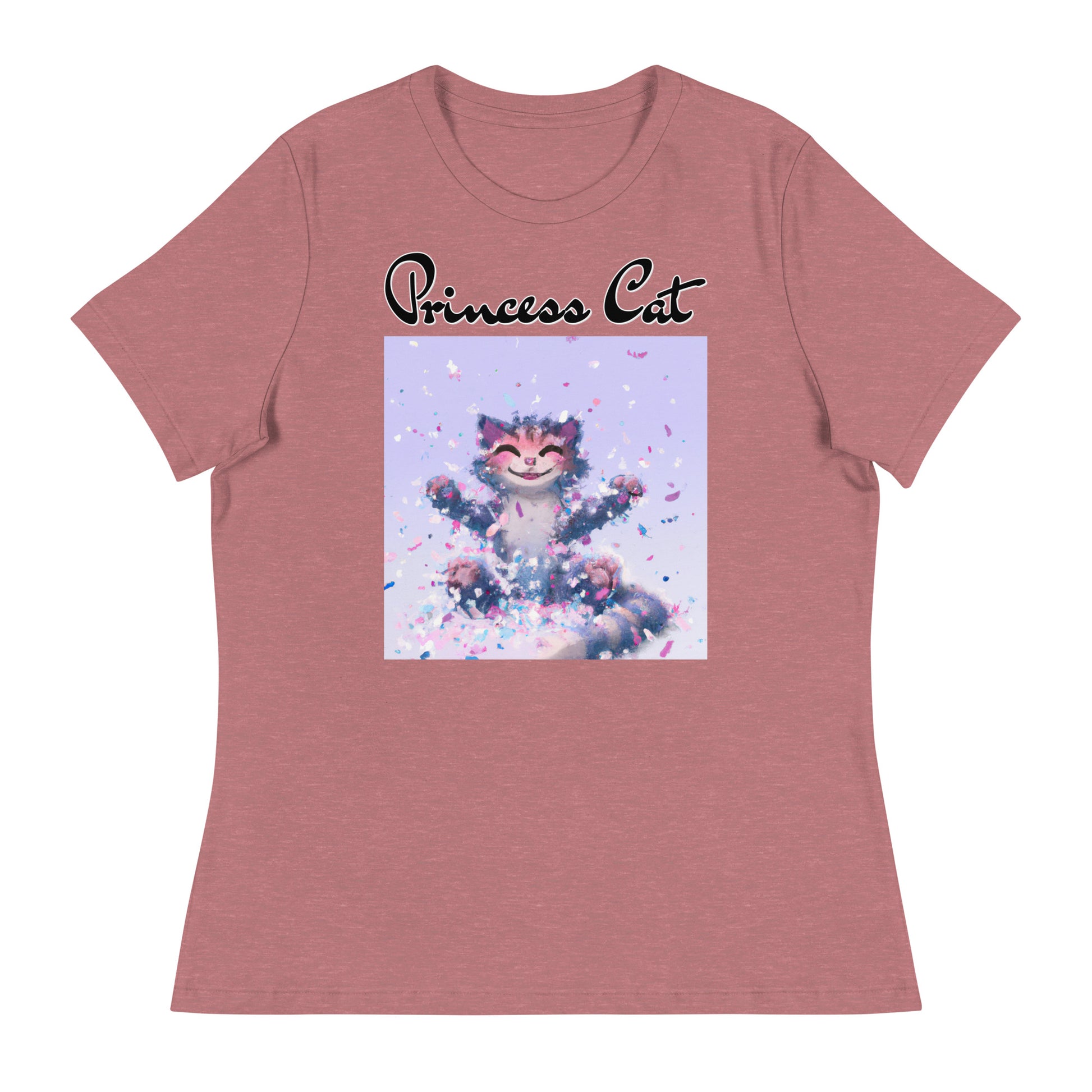 Women's T-Shirt with Kitten Enjoying Confetti with a text "Princess Cat" at $25.97 found at Personalizedpetlovergifts