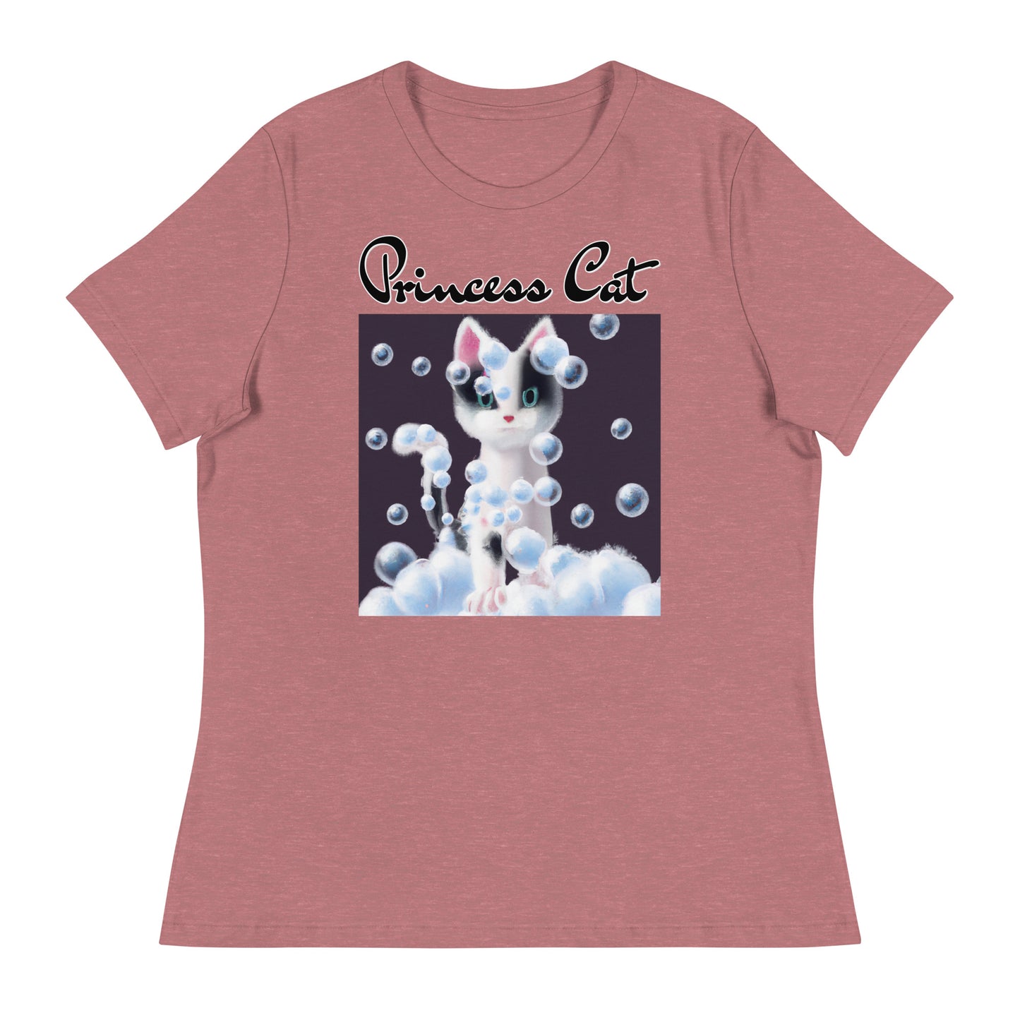 Women's T-Shirt with Kitten Covered In Bubbles with a text "Princess Cat" at $25.97 found at Personalizedpetlovergifts