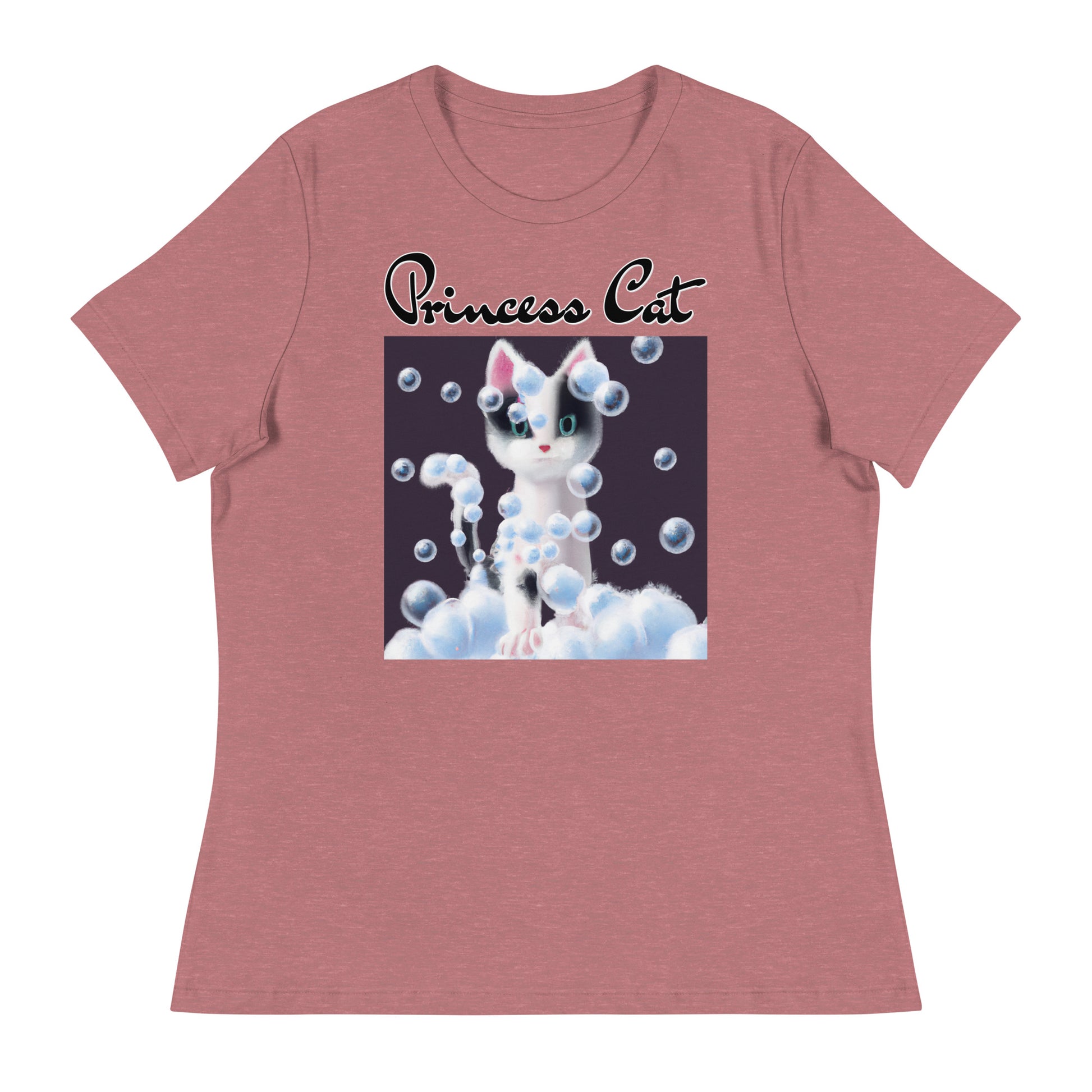 Women's T-Shirt with Kitten Covered In Bubbles with a text "Princess Cat" at $25.97 found at Personalizedpetlovergifts