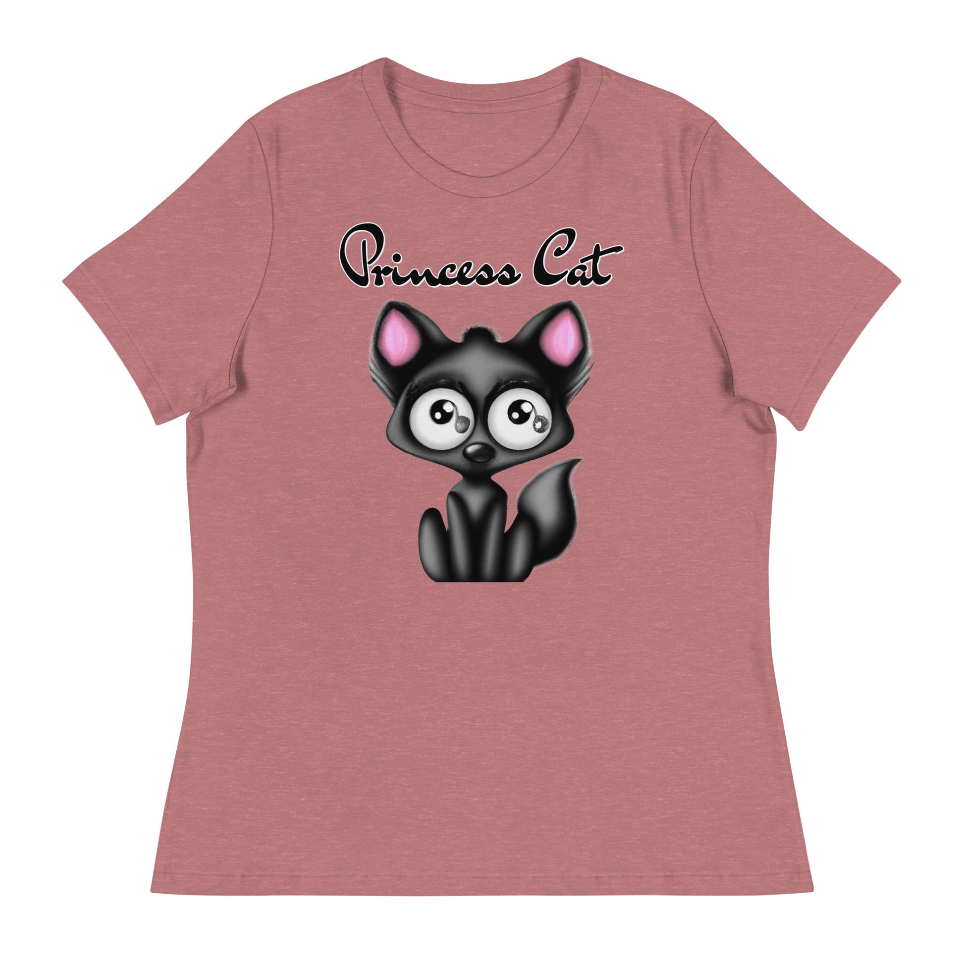 Women's T-Shirt with Funny Black Kitten with a text "Princess Cat" at $25.97 found at Personalizedpetlovergifts