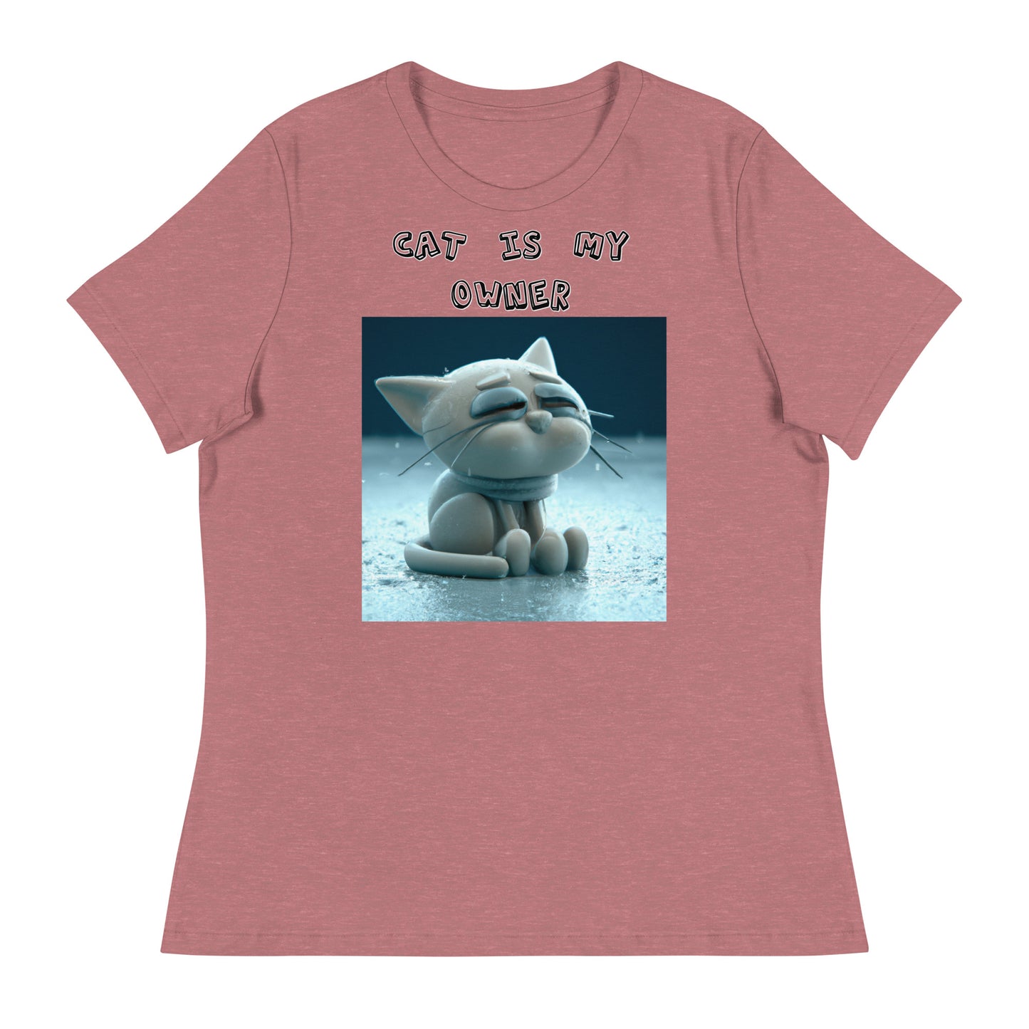 Women's T-Shirt with Sad Sitting Kitten with a text "Cat Is My Owner" at $25.97 found at Personalizedpetlovergifts