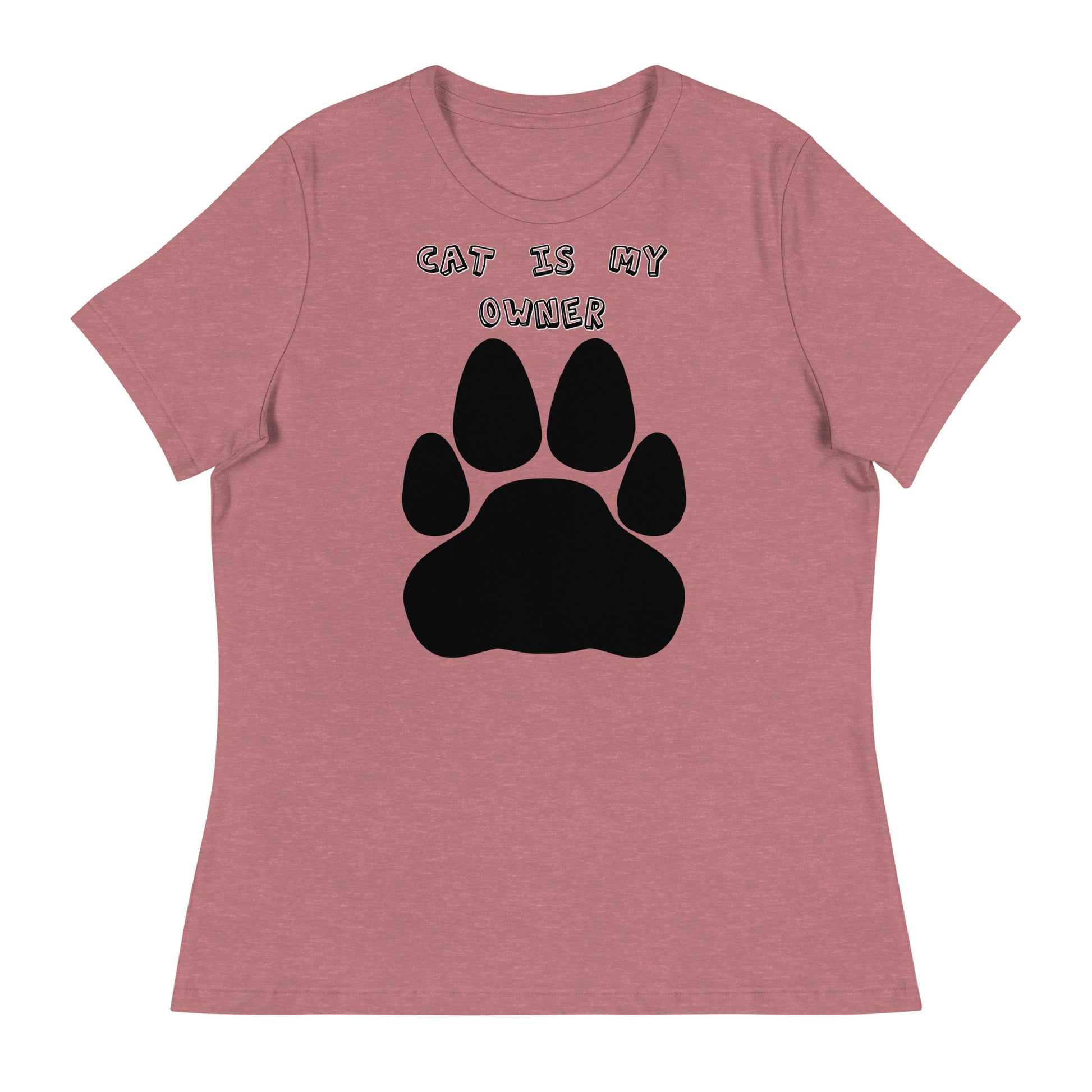 Women's White T-Shirt with Paw with a text "Cat Is My Owner" at $25.97 found at Personalizedpetlovergifts