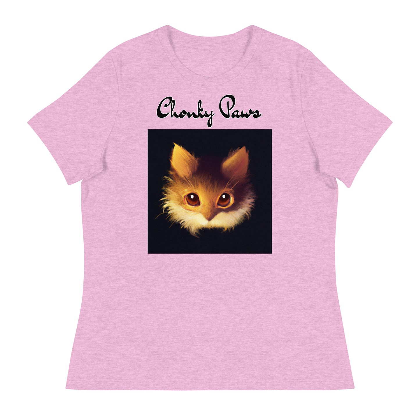 Women's T-Shirt with Fluffy Orange Cat Portrait with a text "Chonky Paws" at $25.97 found at Personalizedpetlovergifts