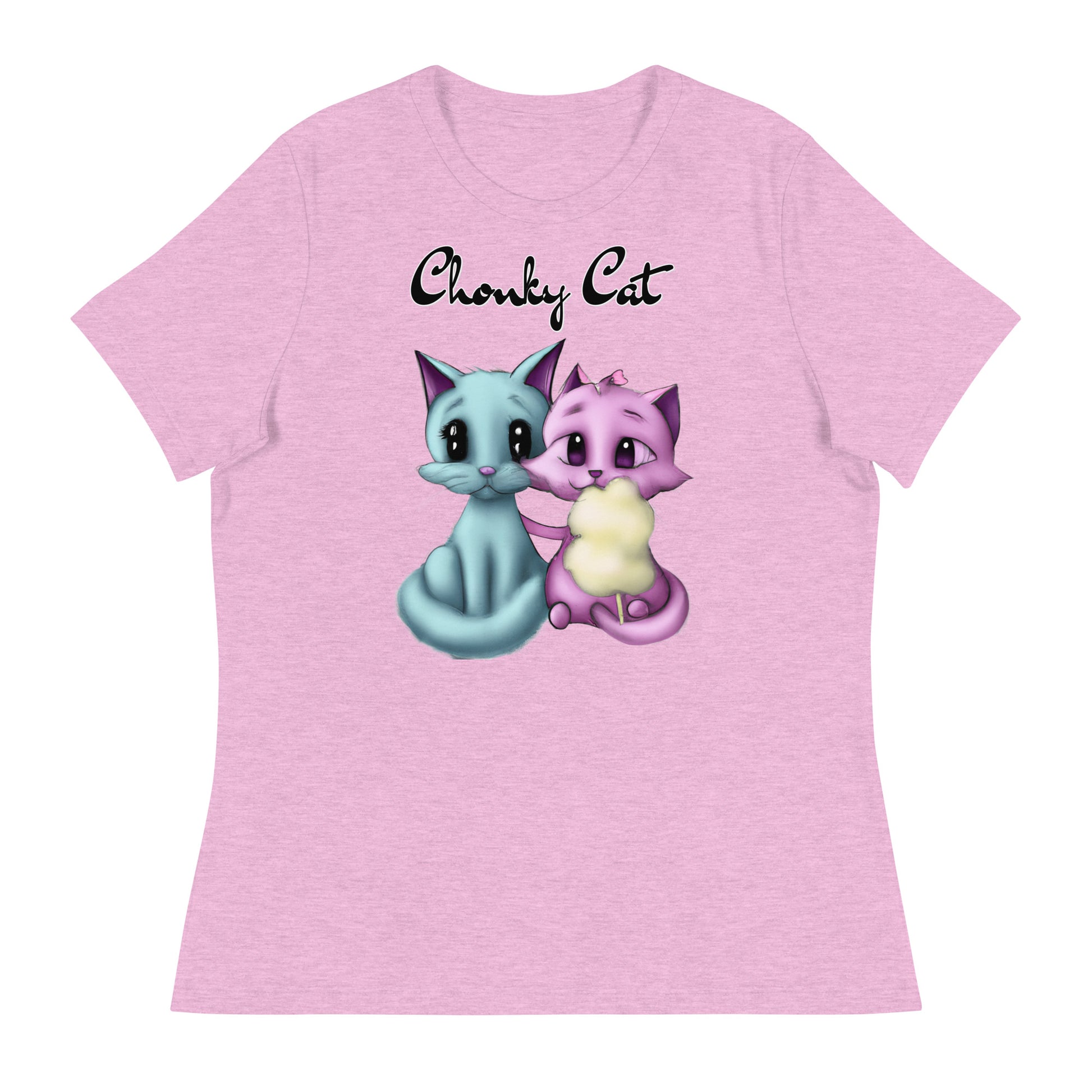 Women's T-Shirt with Hugging Kittens With Cotton Candy with a text "Chonky Cat" at $25.97 found at Personalizedpetlovergifts