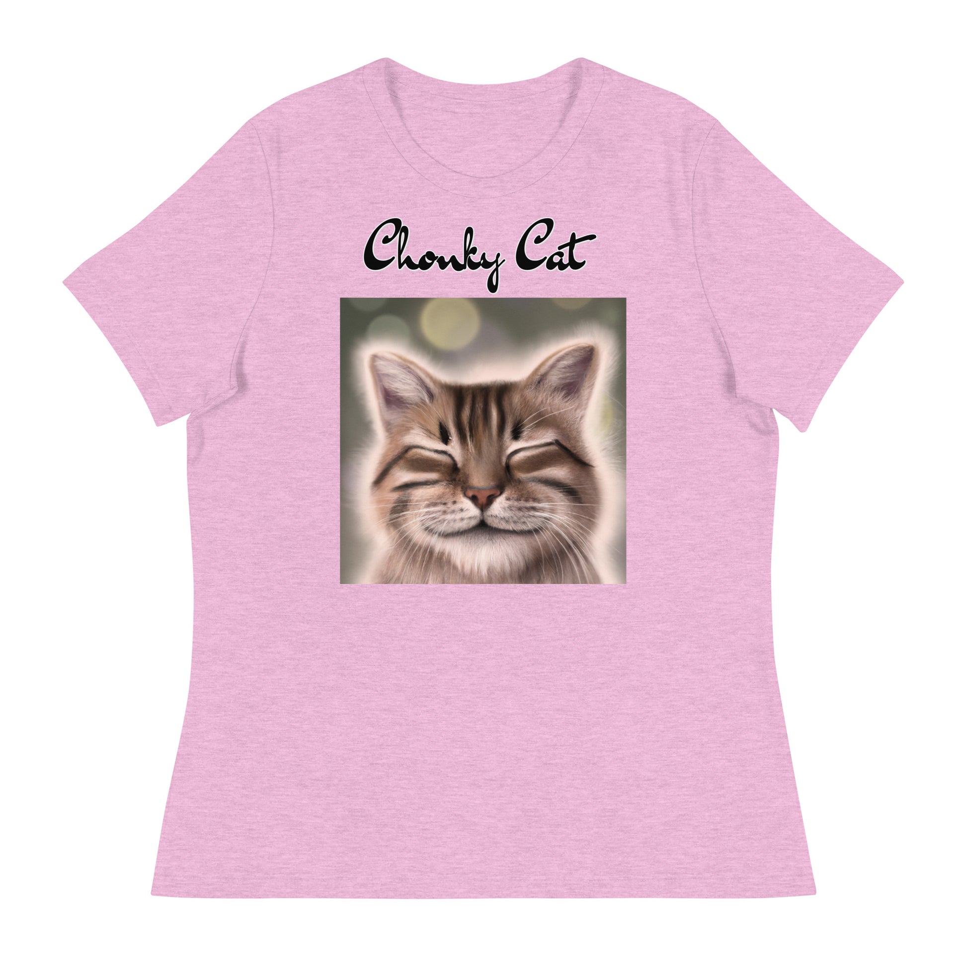 Women's T-Shirt with Happy Cat with a text "Chonky Cat" at $25.97 found at Personalizedpetlovergifts