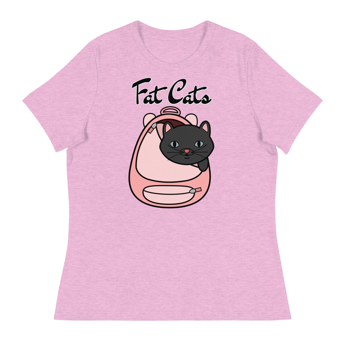 Women's T-Shirt with Kitten In a Backpack with a text "Fat Cats" at $25.97 found at Personalizedpetlovergifts