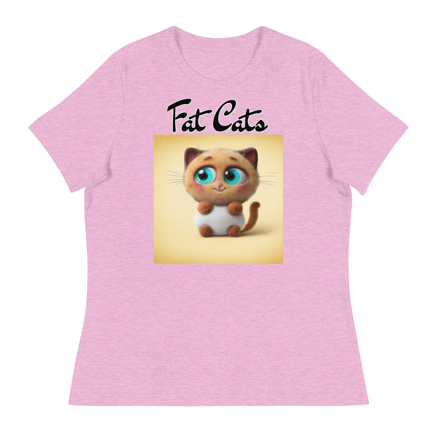 Women's T-Shirt with Happy Fluffy Kitten with a text "Fat Cats" at $25.97 found at Personalizedpetlovergifts