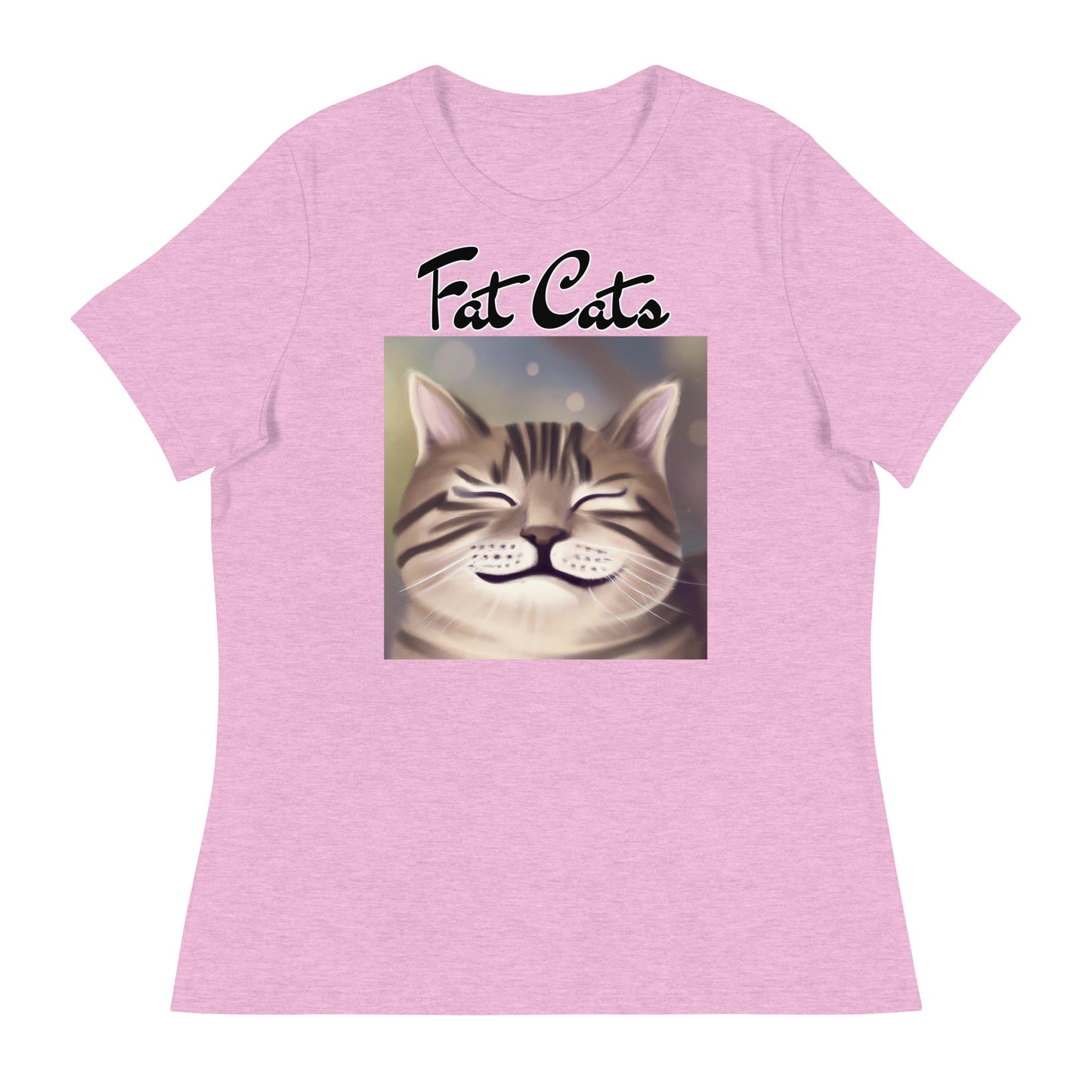 Women's T-Shirt with Happy Cat Purring with a text "Fat Cats" at $25.97 found at Personalizedpetlovergifts