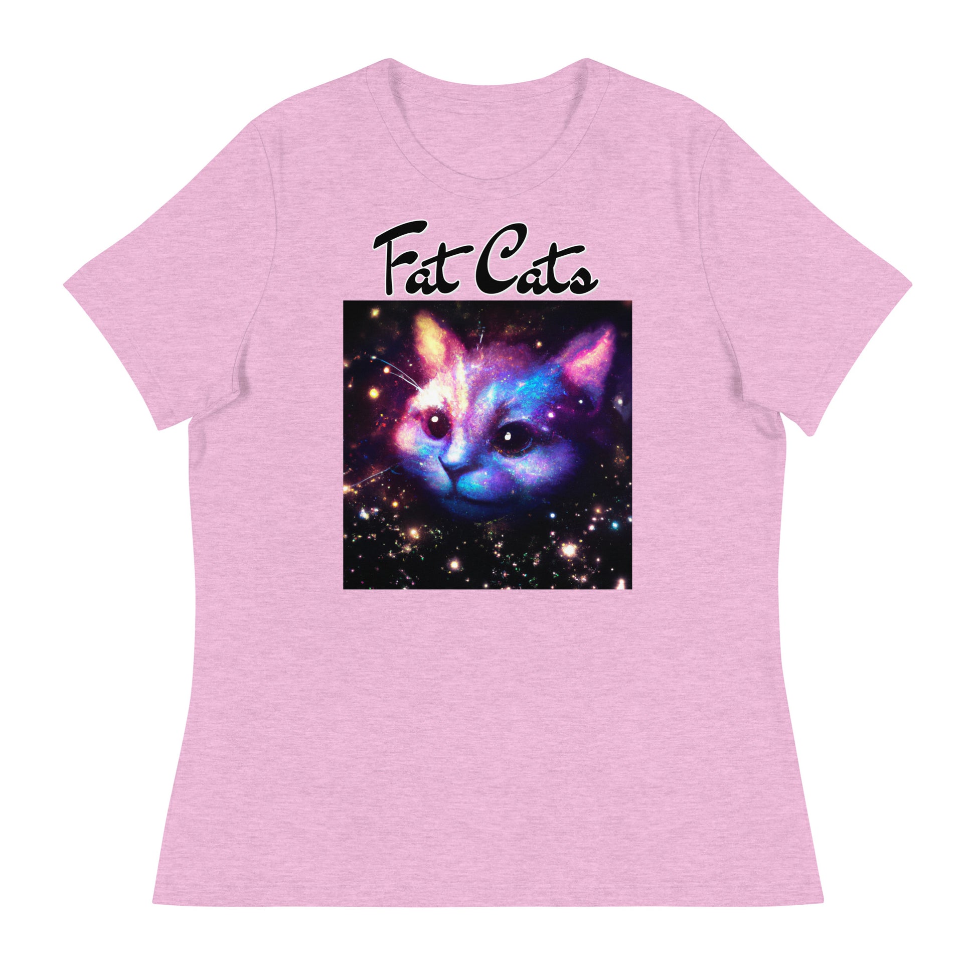 Women's T-Shirt with Galaxy Cat with a text "Fat Cats" at $25.97 found at Personalizedpetlovergifts