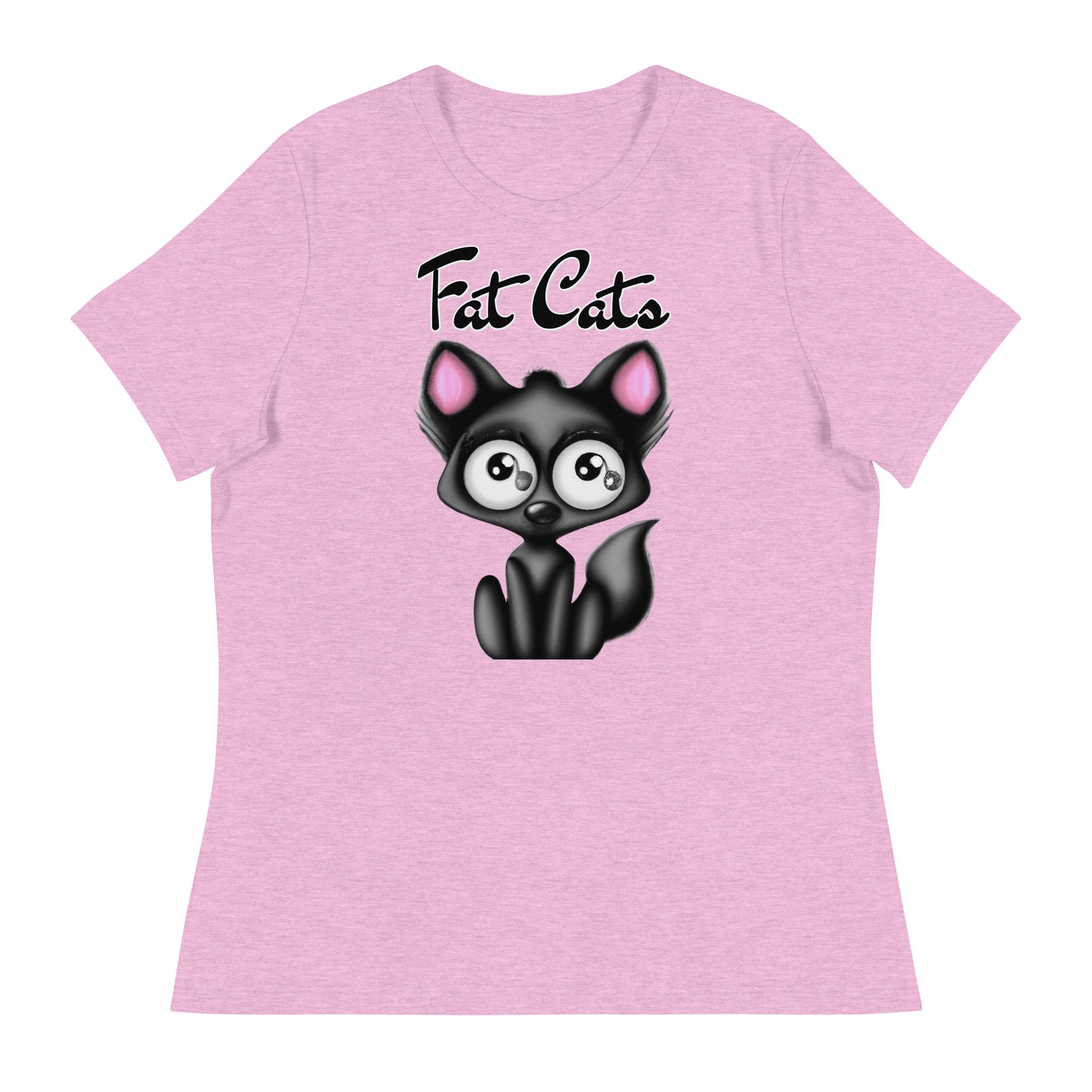 Women's T-Shirt with Funny Black Kitten with a text "Fat Cats" at $25.97 found at Personalizedpetlovergifts