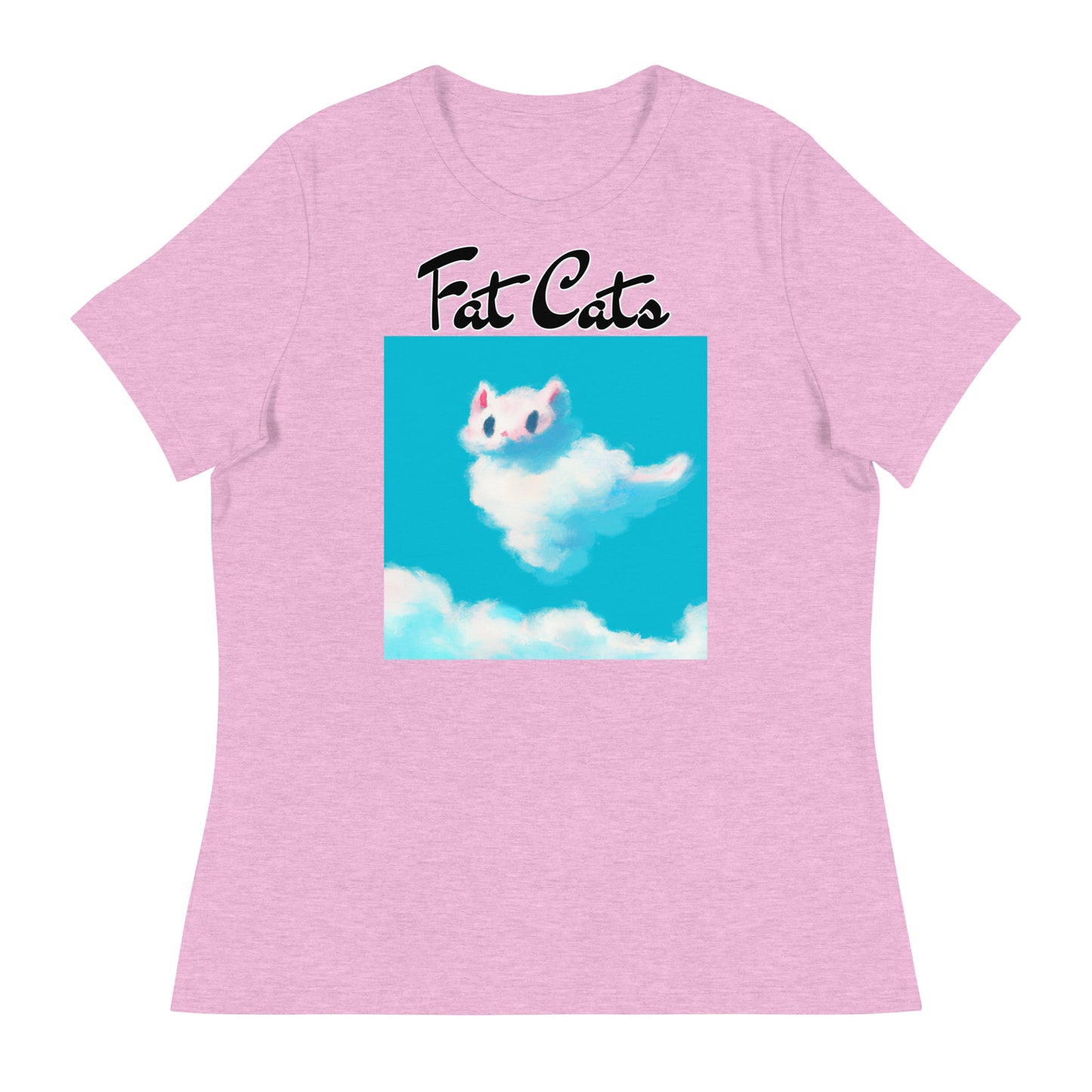 Women's T-Shirt with Fluffy White Cloud Kitten with a text "Fat Cats" at $25.97 found at Personalizedpetlovergifts