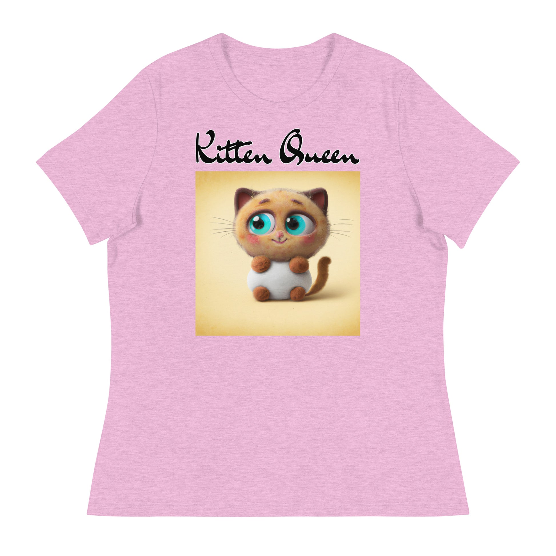 Women's T-Shirt with Happy Fluffy Kitten with a text "Kitten Queen" at $25.97 found at Personalizedpetlovergifts