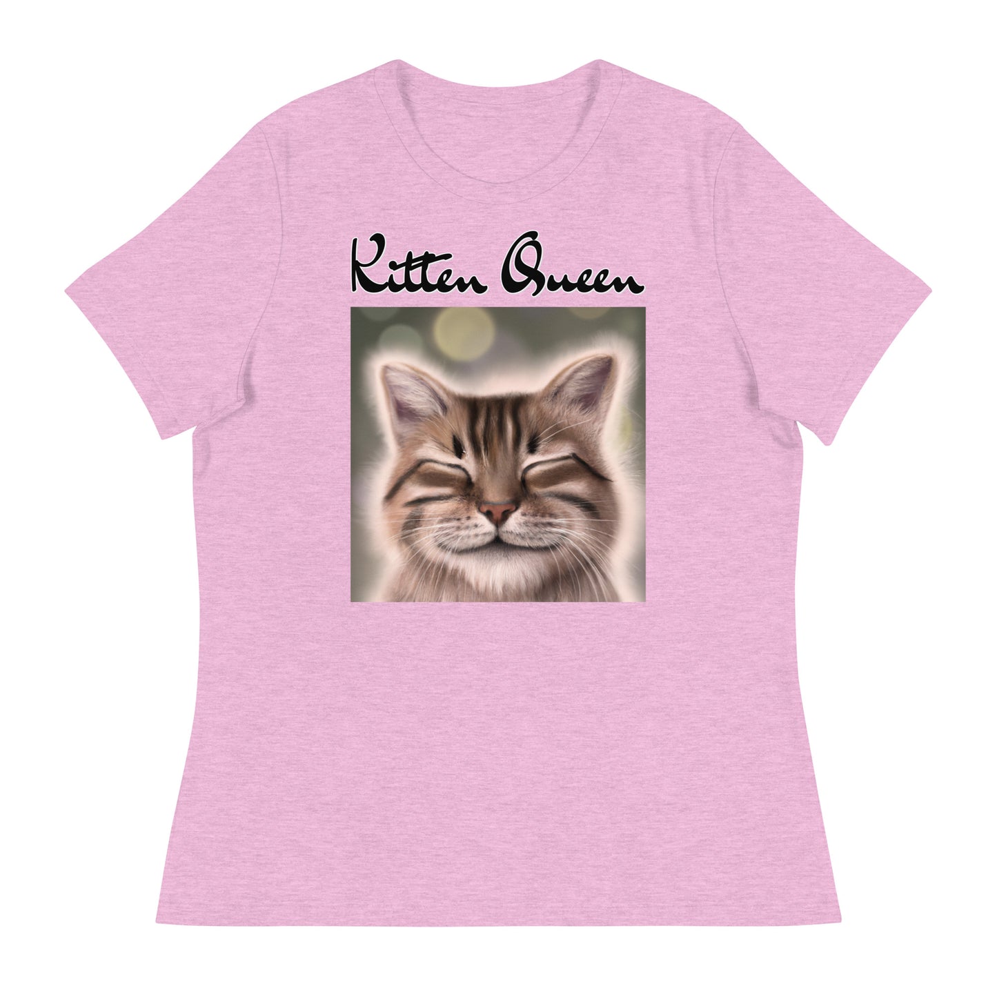 Women's T-Shirt with Happy Cat with a text "Kitten Queen" at $25.97 found at Personalizedpetlovergifts