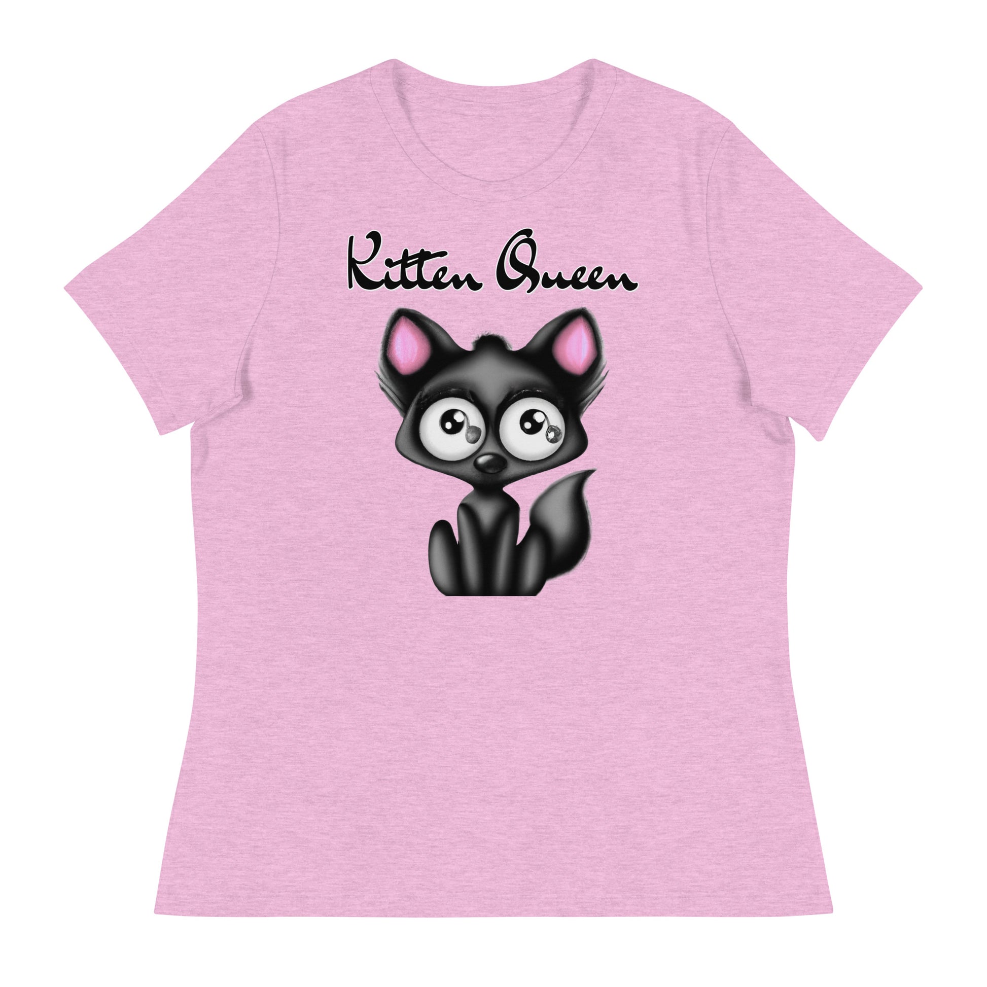 Women's T-Shirt with Funny Black Kitten with a text "Kitten Queen" at $25.97 found at Personalizedpetlovergifts