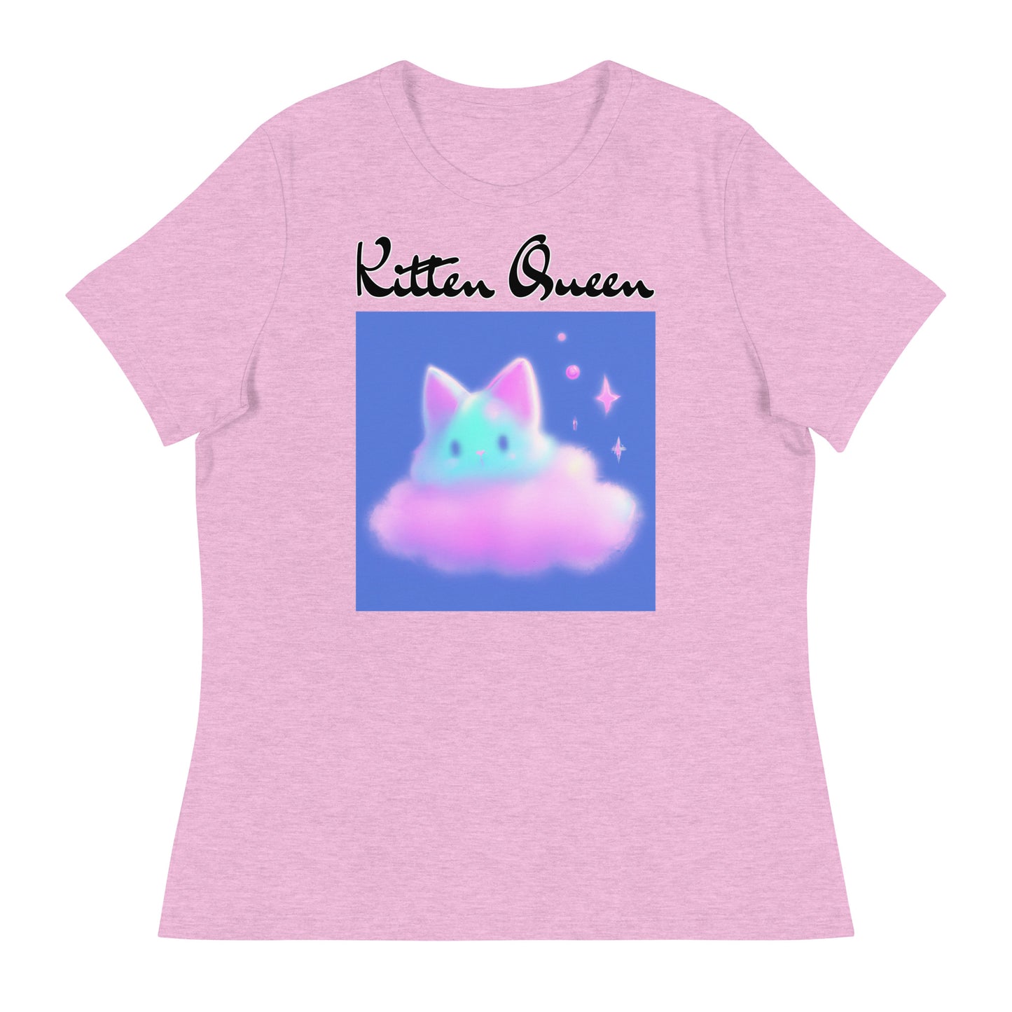 Women's T-Shirt with Fluffy Pink Cloud Kitten with a text "Kitten Queen" at $25.97 found at Personalizedpetlovergifts