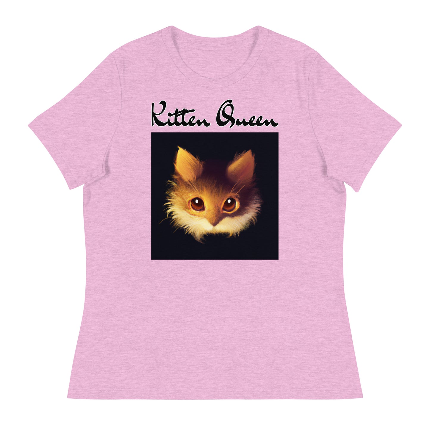 Women's T-Shirt with Fluffy Orange Cat Portrait with a text "Kitten Queen" at $25.97 found at Personalizedpetlovergifts