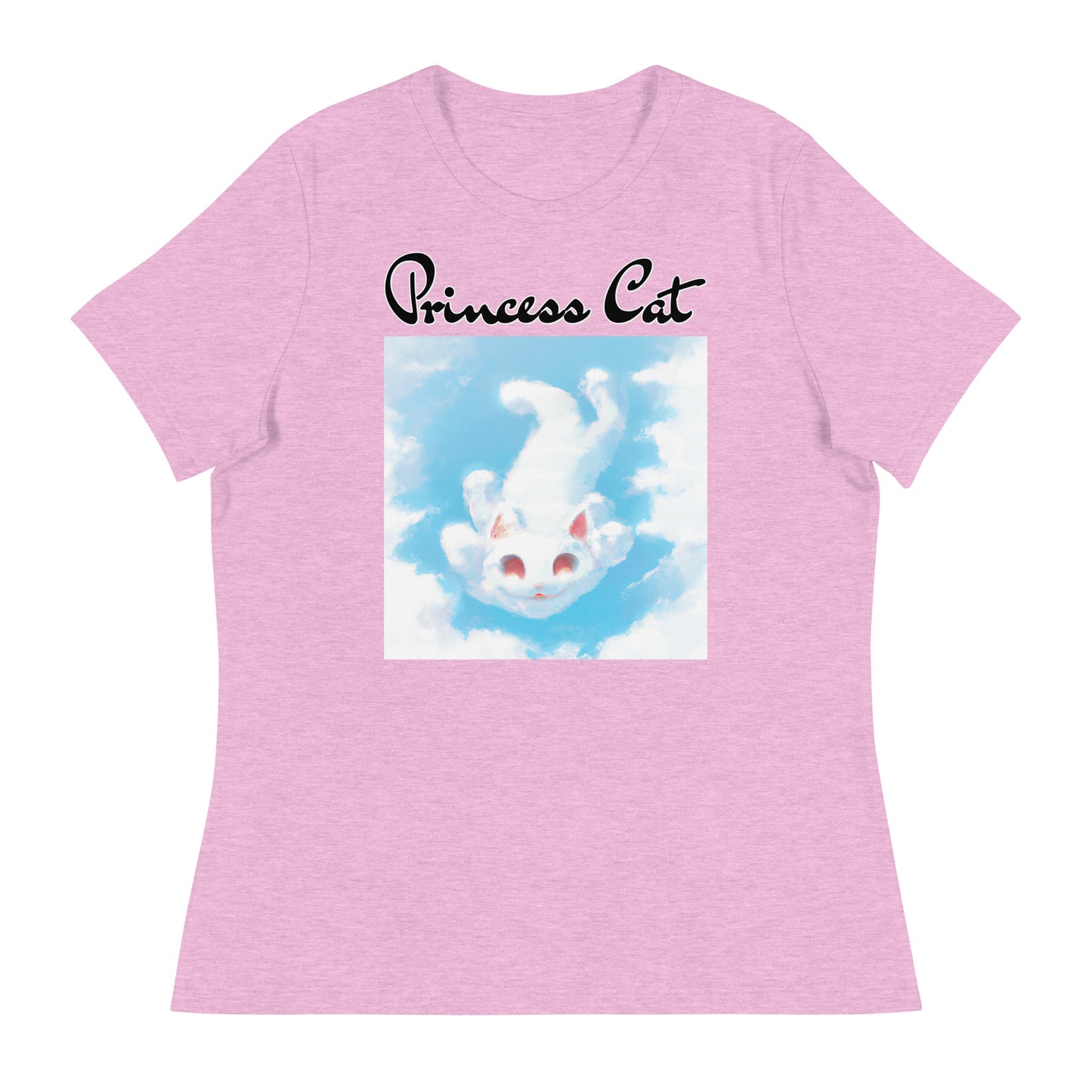 Women's T-Shirt with Kitten Flying In The Sky with a text "Princess Cat" at $25.97 found at Personalizedpetlovergifts