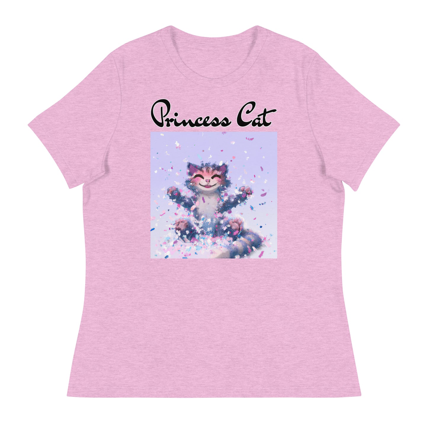 Women's T-Shirt with Kitten Enjoying Confetti with a text "Princess Cat" at $25.97 found at Personalizedpetlovergifts