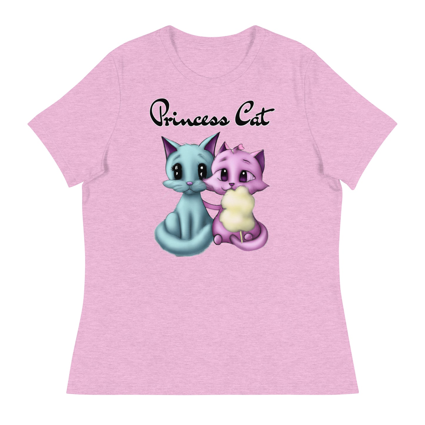 Women's T-Shirt with Hugging Kittens With Cotton Candy with a text "Princess Cat" at $25.97 found at Personalizedpetlovergifts