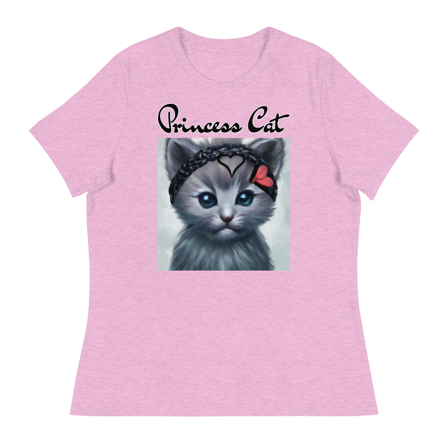 Women's T-Shirt with Grey Kitten With a Headband with a text "Princess Cat" at $25.97 found at Personalizedpetlovergifts