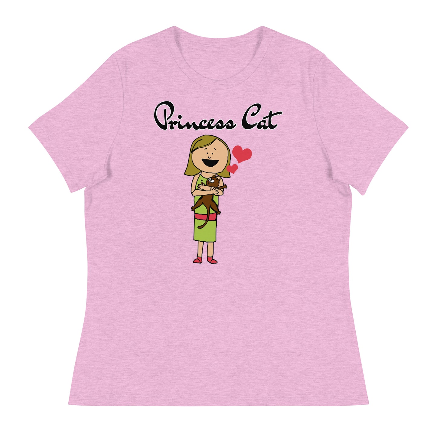 Women's T-Shirt with Girl Holding a Kitten with a text "Princess Cat" at $25.97 found at Personalizedpetlovergifts