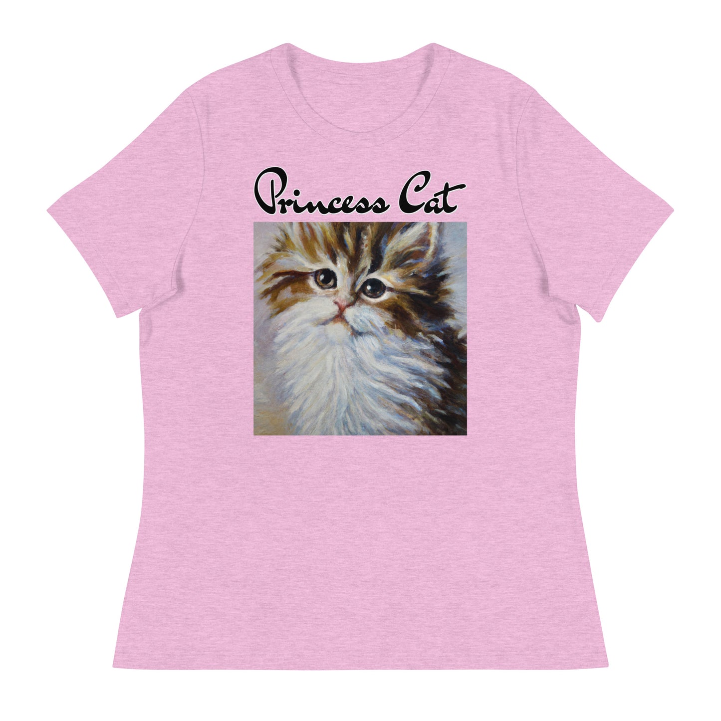 Women's T-Shirt with Fluffy Wispy Kitten Oil Painting with a text "Princess Cat" at $25.97 found at Personalizedpetlovergifts