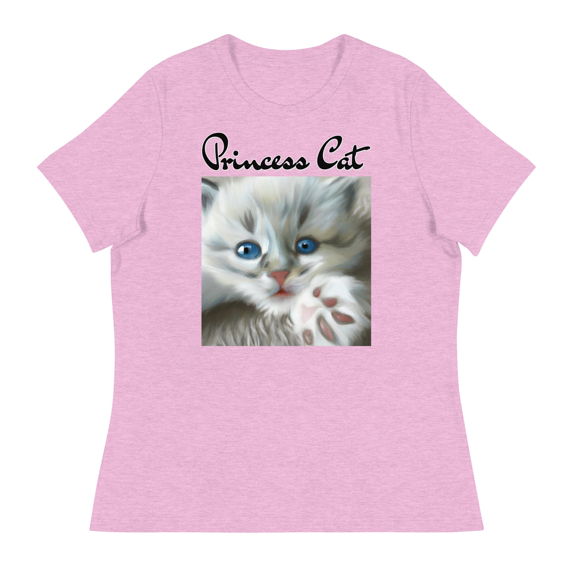 Women's T-Shirt with Fluffy Kitten With Fluffy Paw with a text "Princess Cat" at $25.97 found at Personalizedpetlovergifts