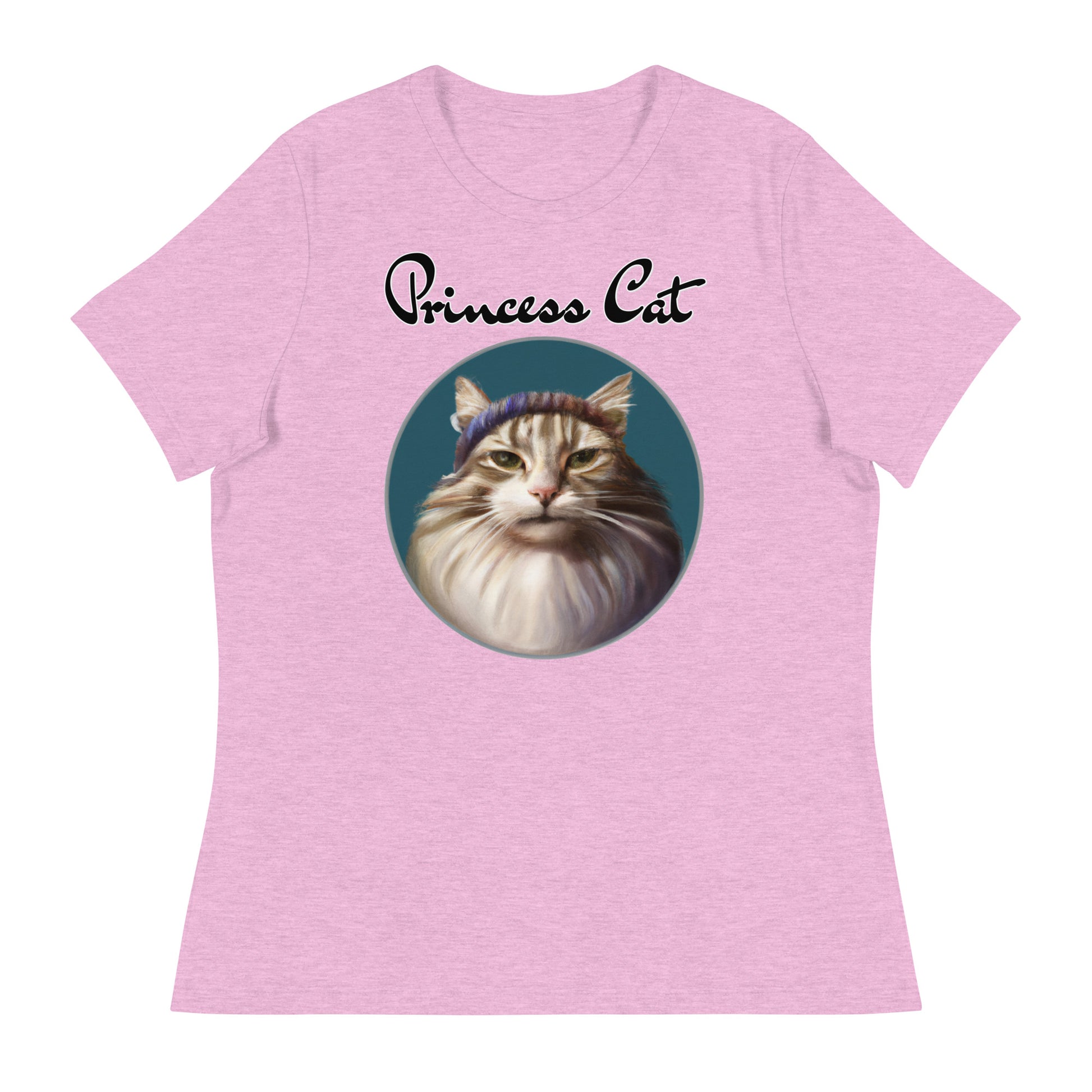 Women's T-Shirt with Fluffy Kitten With a Wool Headband with a text "Princess Cat" at $25.97 found at Personalizedpetlovergifts