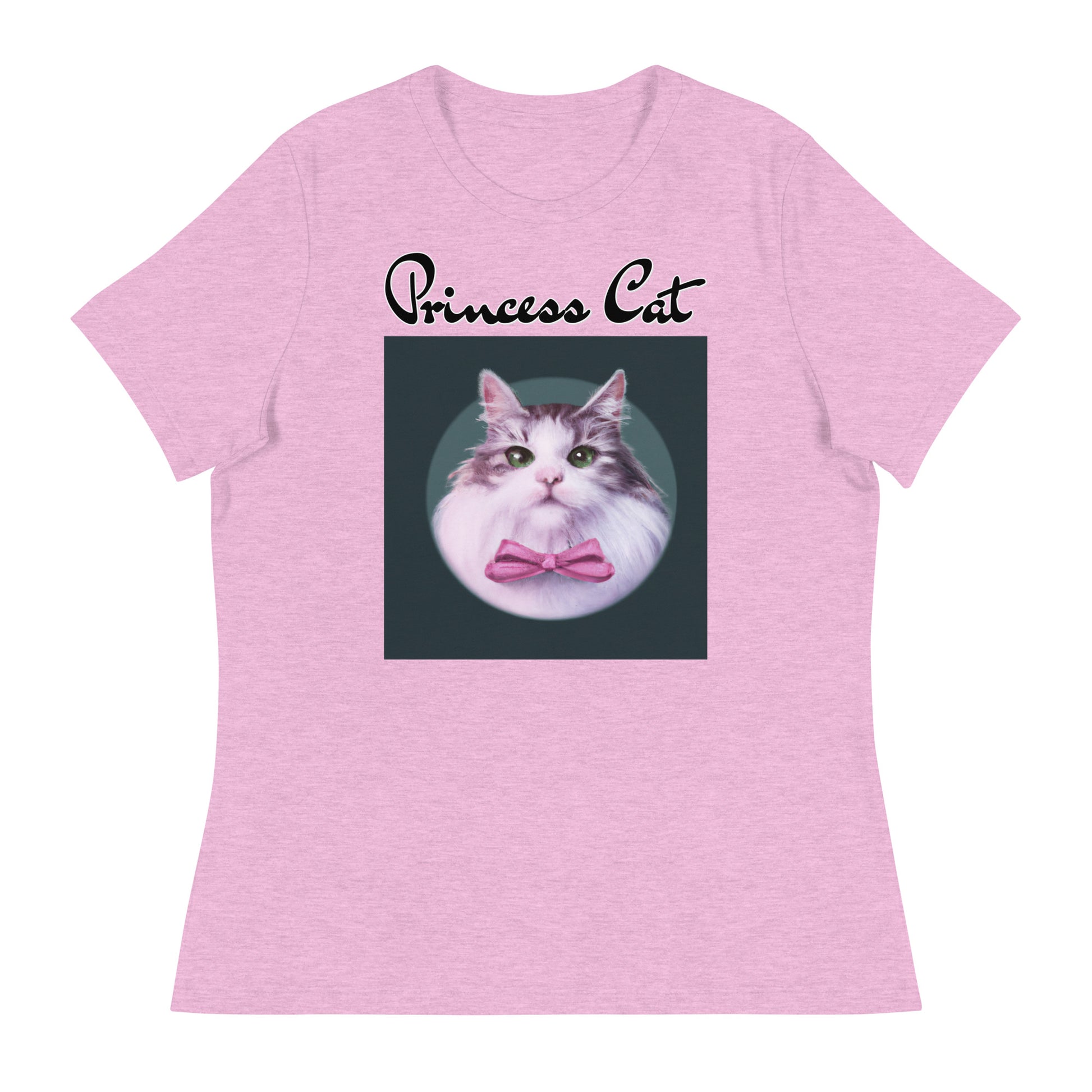 Women's T-Shirt with Fluffy Kitten With a Pink Bow with a text "Princess Cat" at $25.97 found at Personalizedpetlovergifts