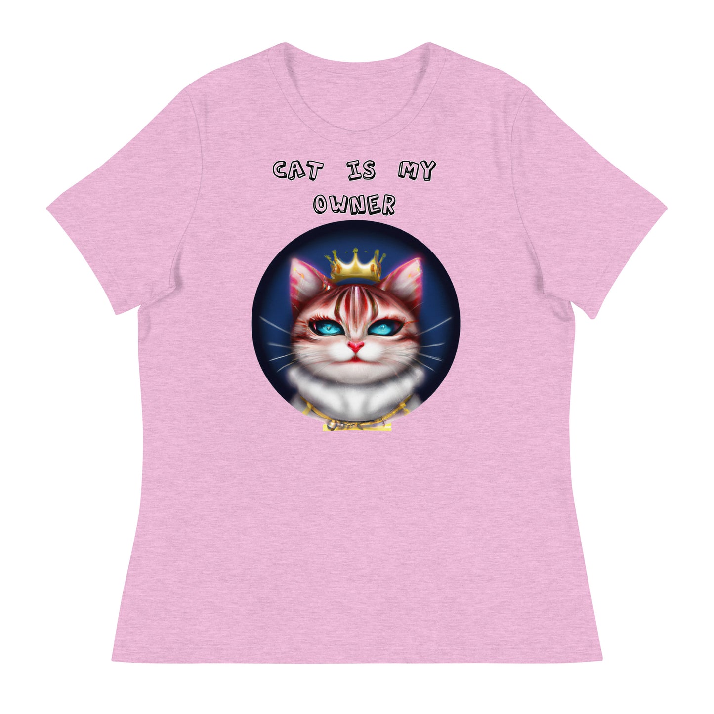 Women's T-Shirt with Queen Kitten In a Circle with a text "Cat Is My Owner" at $25.97 found at Personalizedpetlovergifts