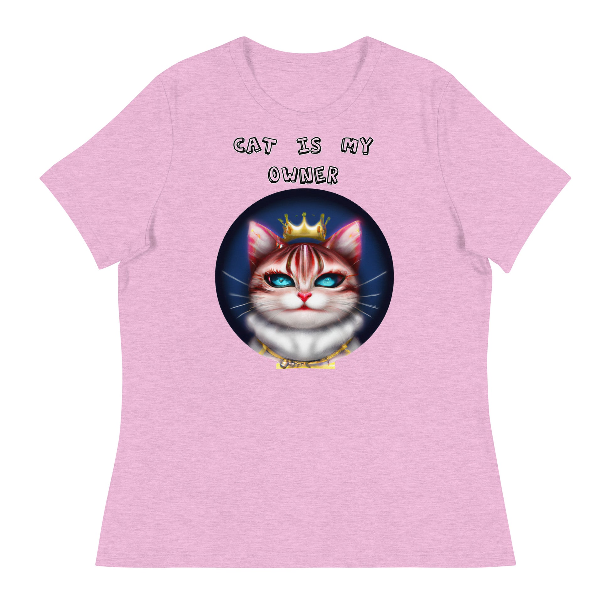 Women's T-Shirt with Queen Kitten In a Circle with a text "Cat Is My Owner" at $25.97 found at Personalizedpetlovergifts