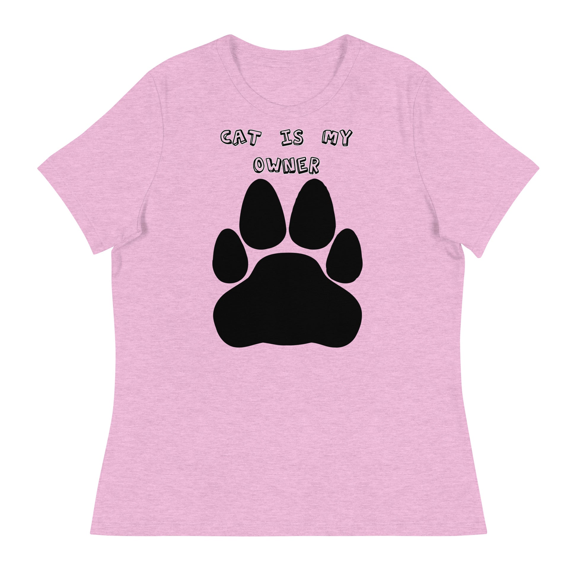 Women's White T-Shirt with Paw with a text "Cat Is My Owner" at $25.97 found at Personalizedpetlovergifts