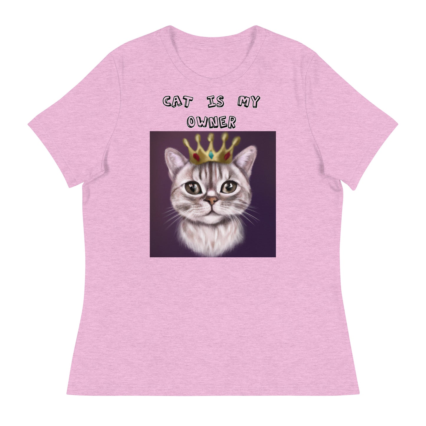 Women's White T-Shirt with Little Prince Kitten with a text "Cat Is My Owner" at $25.97 found at Personalizedpetlovergifts