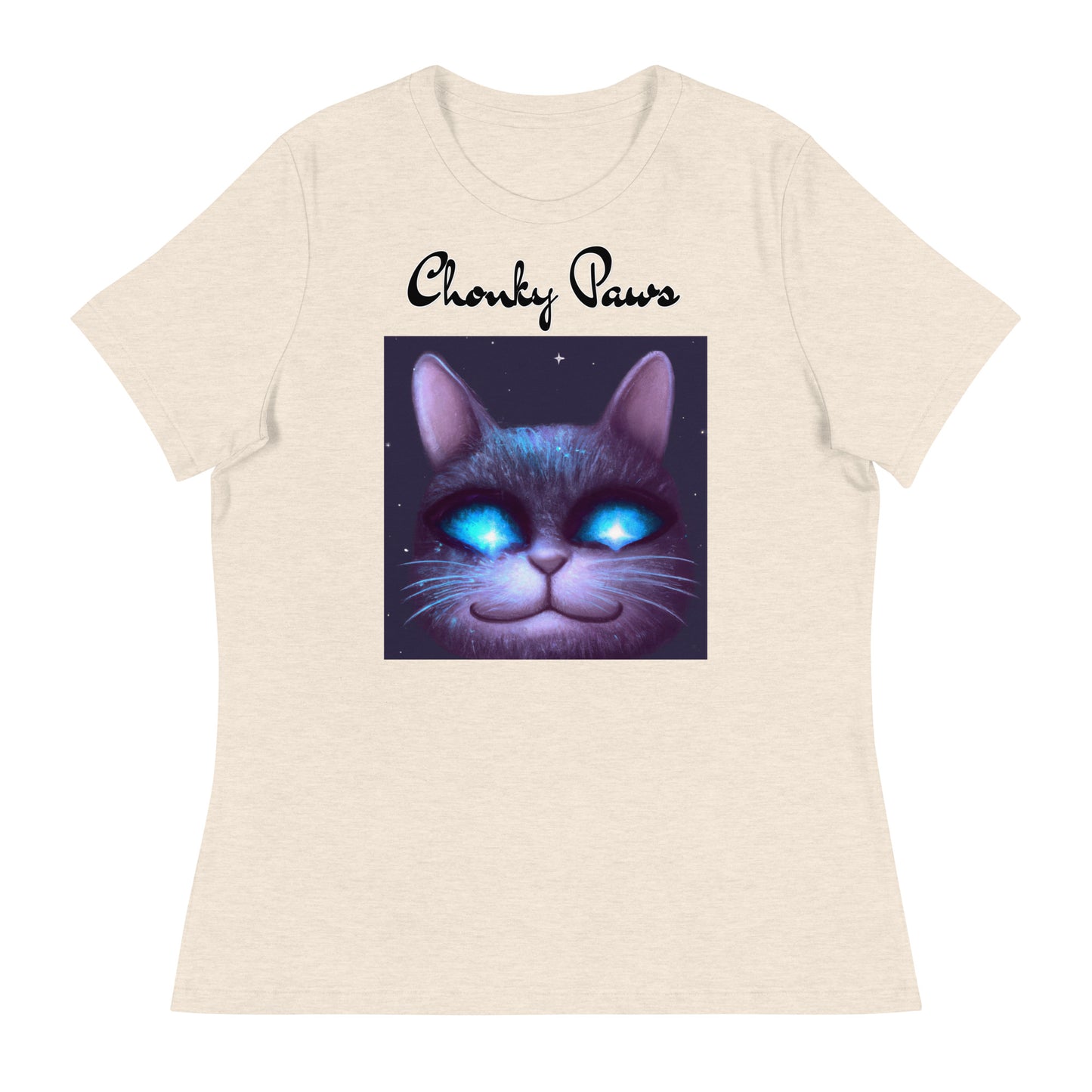 Women's T-Shirt with Happy Blue Eyed Cat with a text "Chonky Paws" at $25.97 found at Personalizedpetlovergifts