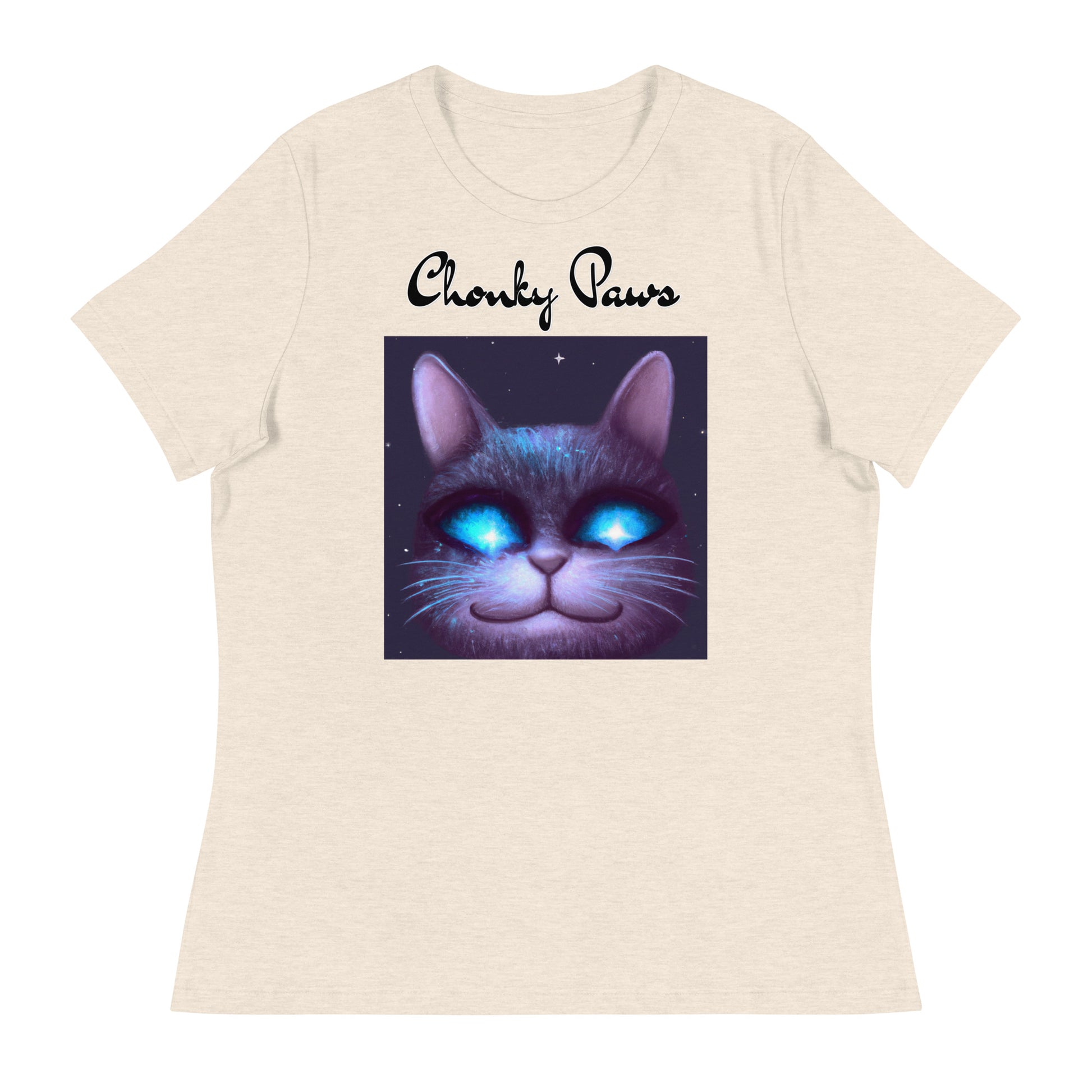 Women's T-Shirt with Happy Blue Eyed Cat with a text "Chonky Paws" at $25.97 found at Personalizedpetlovergifts