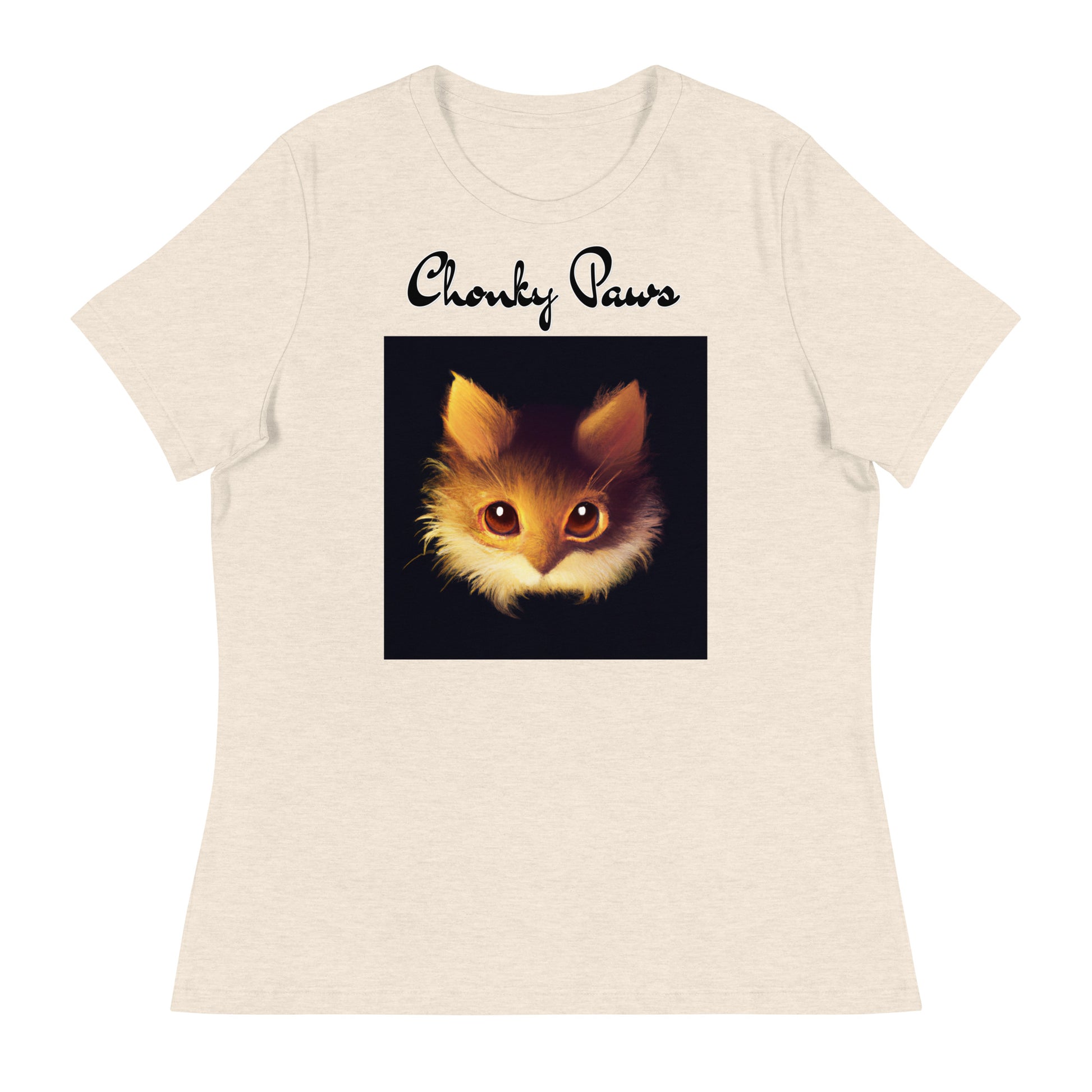 Women's T-Shirt with Fluffy Orange Cat Portrait with a text "Chonky Paws" at $25.97 found at Personalizedpetlovergifts