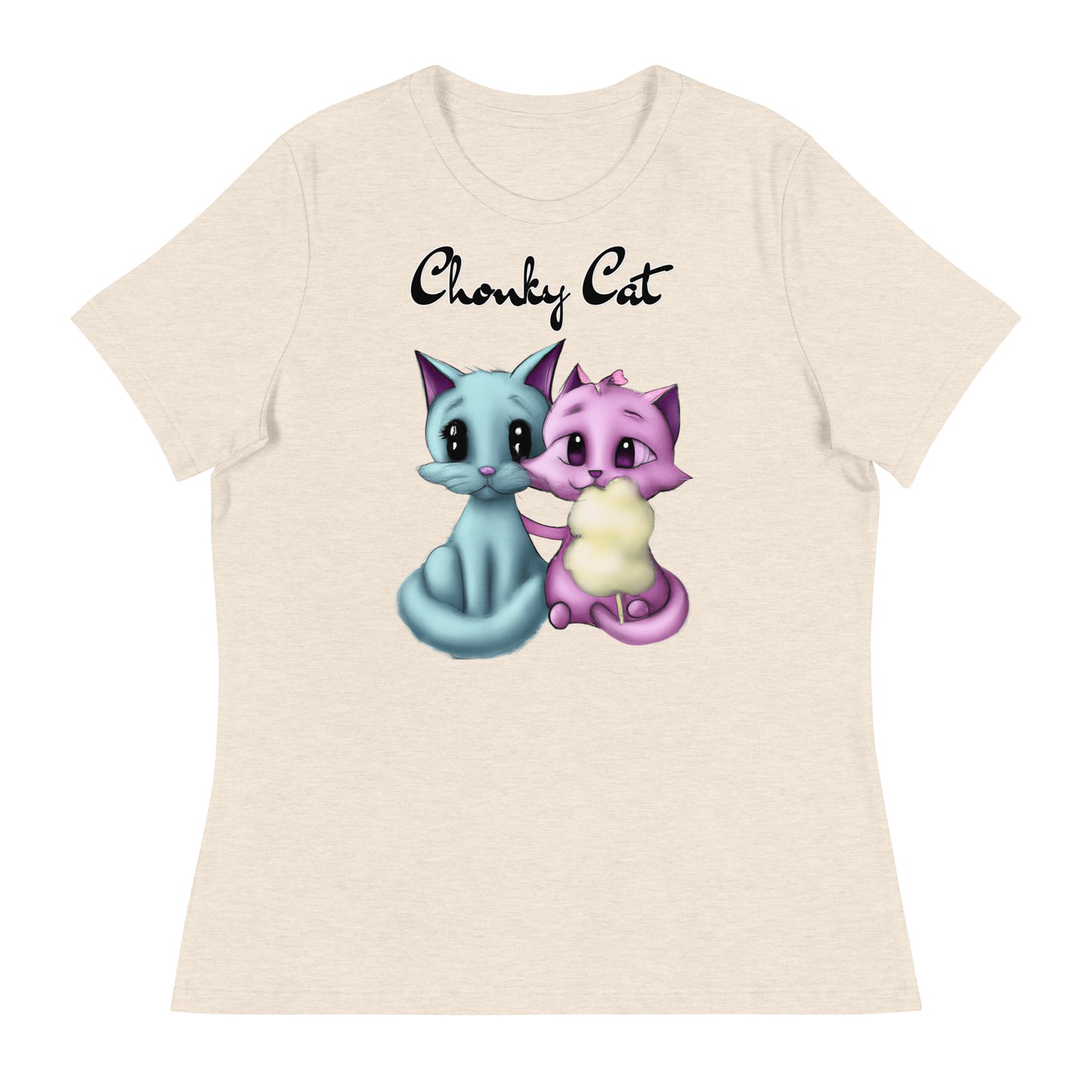 Women's T-Shirt with Hugging Kittens With Cotton Candy with a text "Chonky Cat" at $25.97 found at Personalizedpetlovergifts