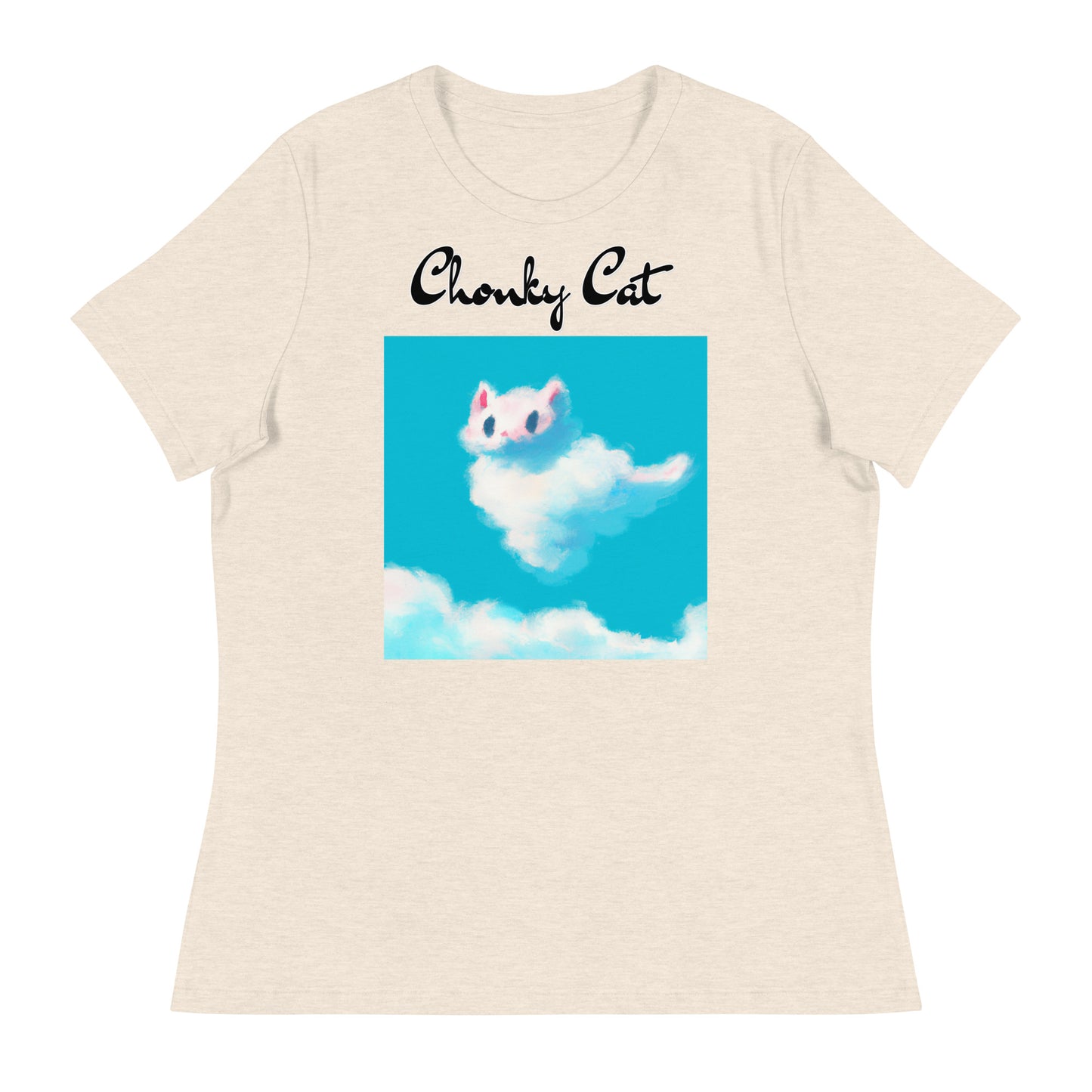 Women's T-Shirt with Fluffy White Cloud Kitten with a text "Chonky Cat" at $25.97 found at Personalizedpetlovergifts