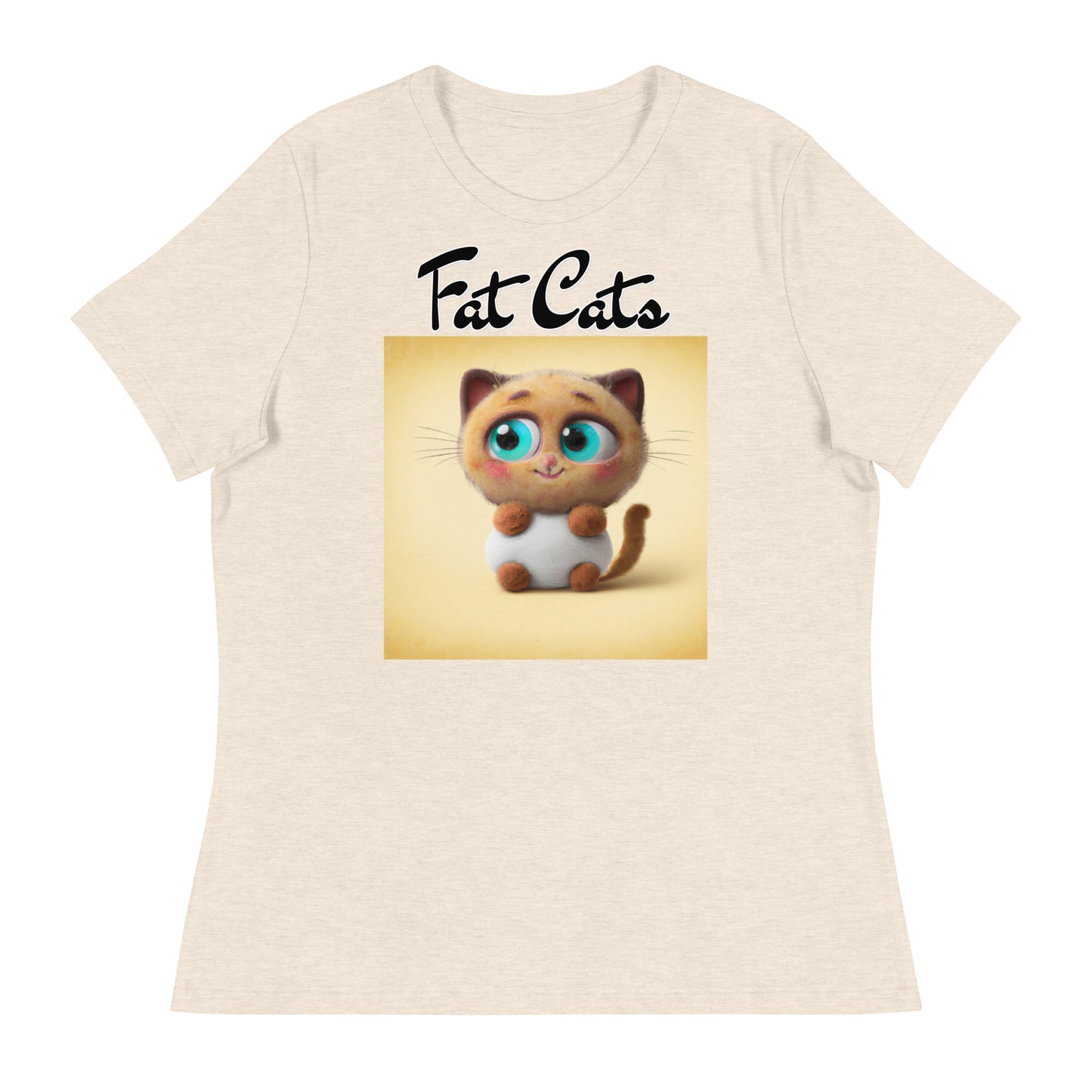 Women's T-Shirt with Happy Fluffy Kitten with a text "Fat Cats" at $25.97 found at Personalizedpetlovergifts