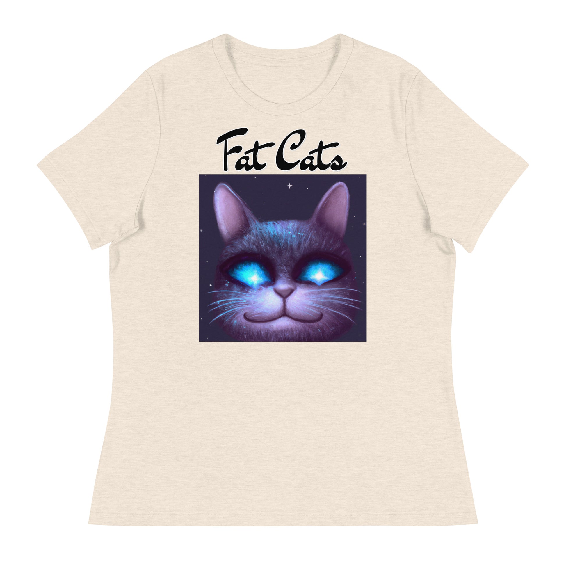 Women's T-Shirt with Happy Blue Eyed Cat with a text "Fat Cats" at $25.97 found at Personalizedpetlovergifts